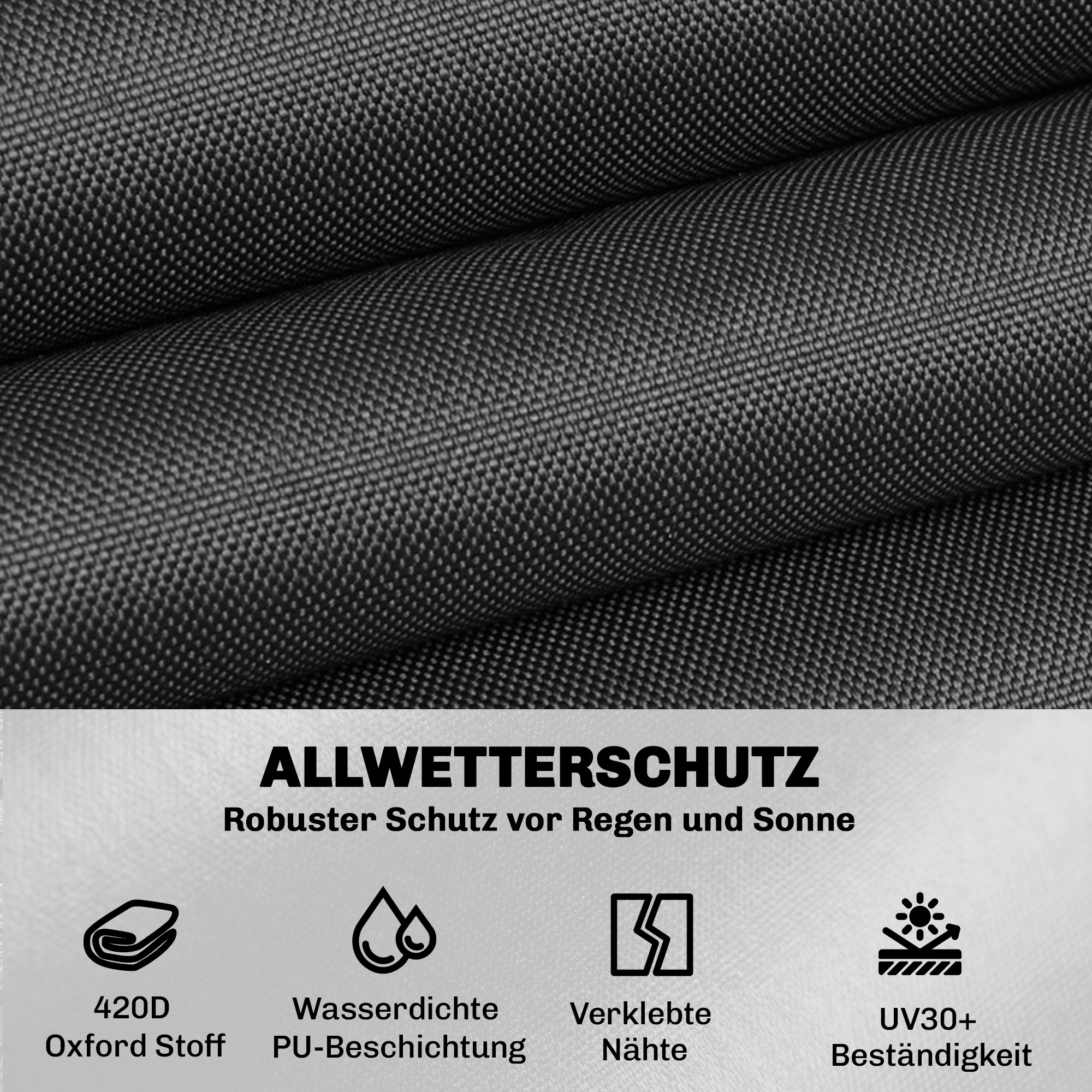 Schutzhülle für Gartenmöbel Winterfest Wasserdicht V-förmig Anti-UV Abdeckung 420D Oxford Gewebe 216x216x78 cm Schwarz