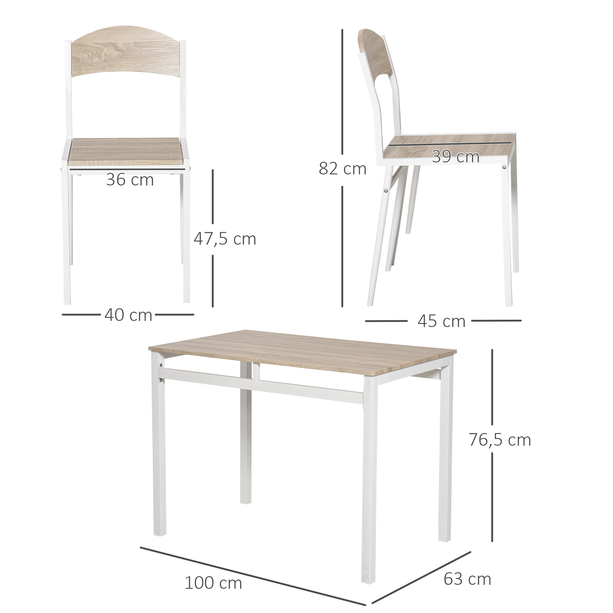 5-teilige Essgruppe Esstisch mit 4 Stühlen Platzsparend Küchentisch-Set Sitzgruppe für Esszimmer, Küche, Grau+Weiß