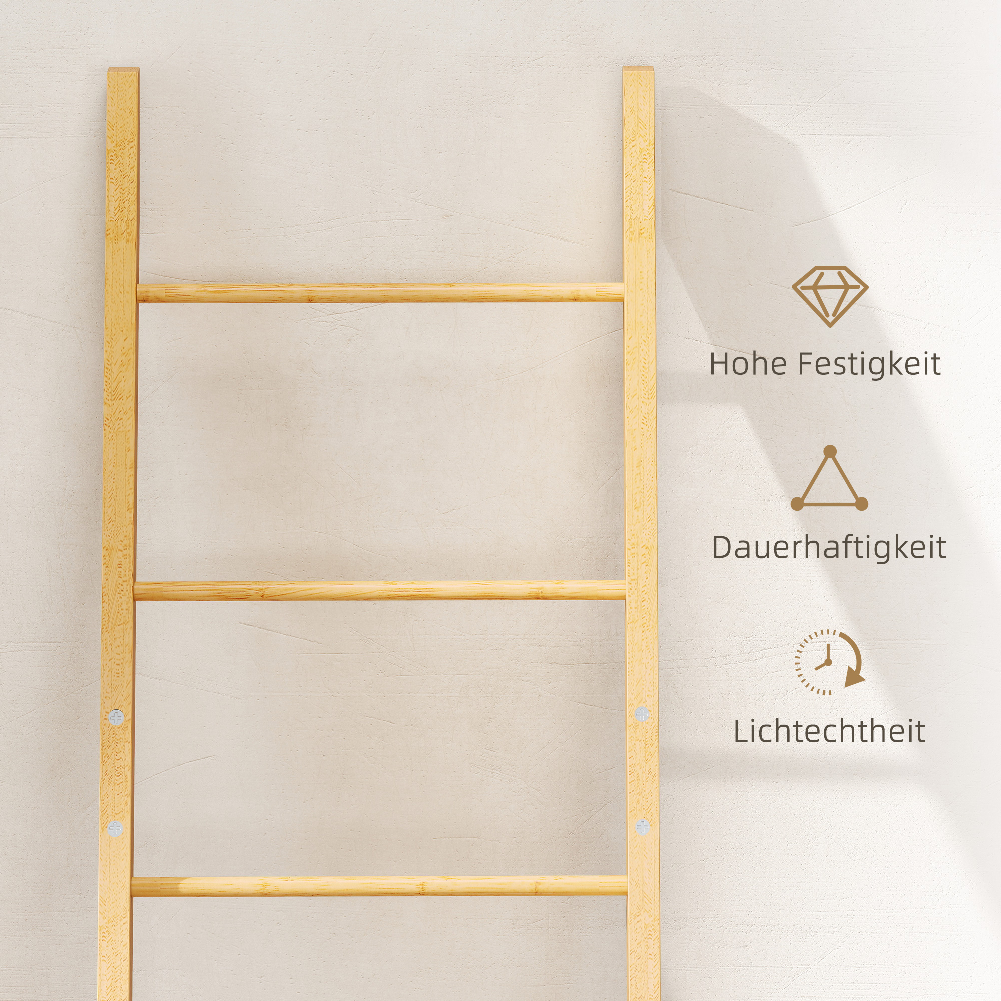 Badregal, 2-in-1 Badezimmerregal mit 3 Stangen, abnehmbarer 48L-Wäschekorb, Bambus, 43 x 35 x 133 cm, Cremeweiß