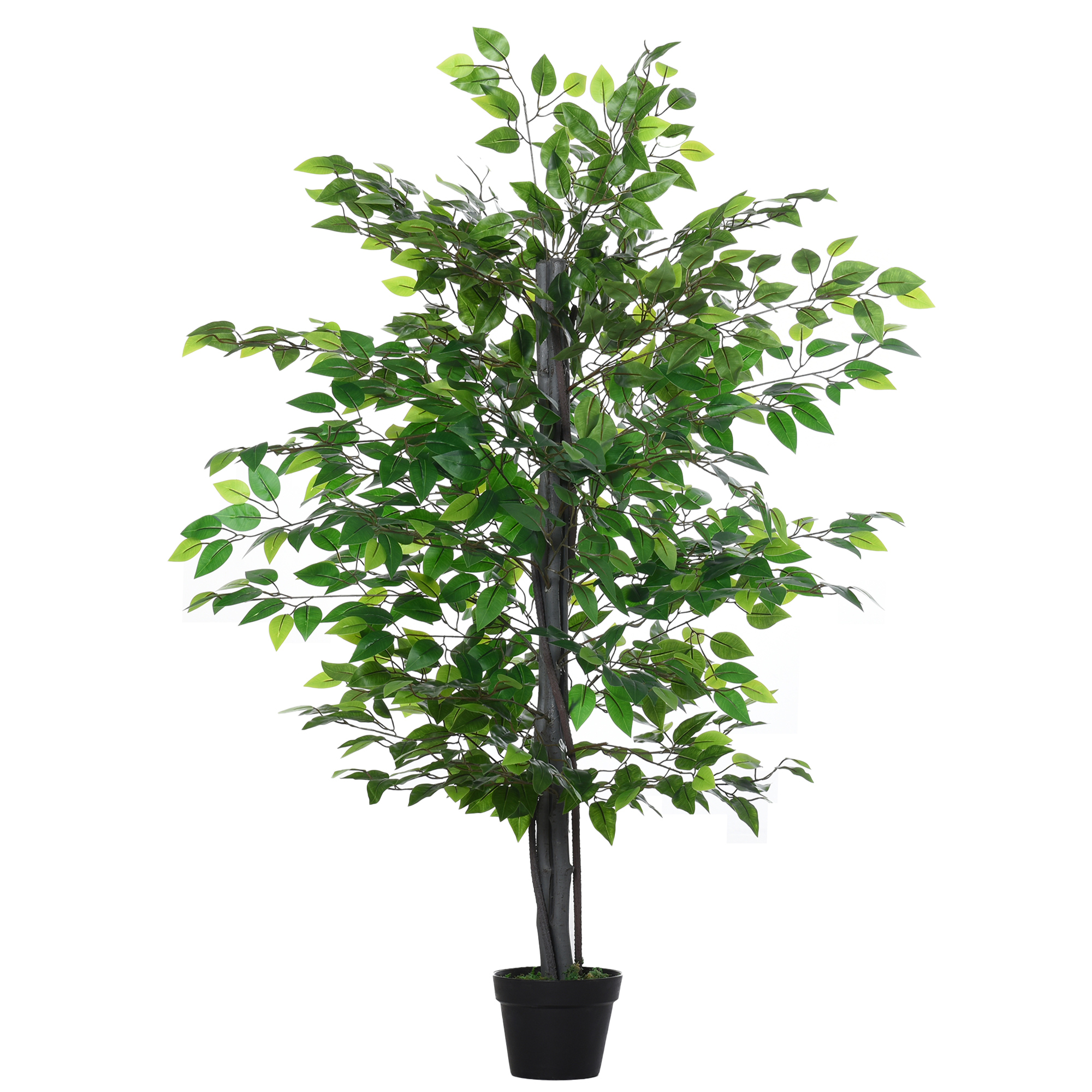 Künstlicher Ficus-baum groß 145 cm, Kunstbaum, Kunstpflanze, Plastik Künstliche Pflanzen im Topf, Fake Plant wie echt für Wohnzimmer Schlafzimmer Büro Garten Moderne Dekoration Geschenk