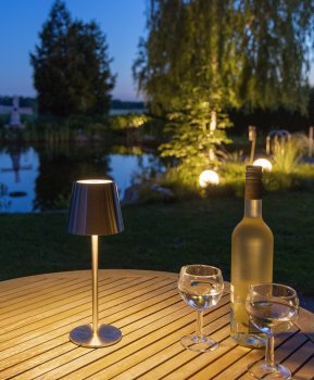 LED Akku-Tischleuchte "Foco Tenda", 2900K, IP44, Touchschalter, 30cm