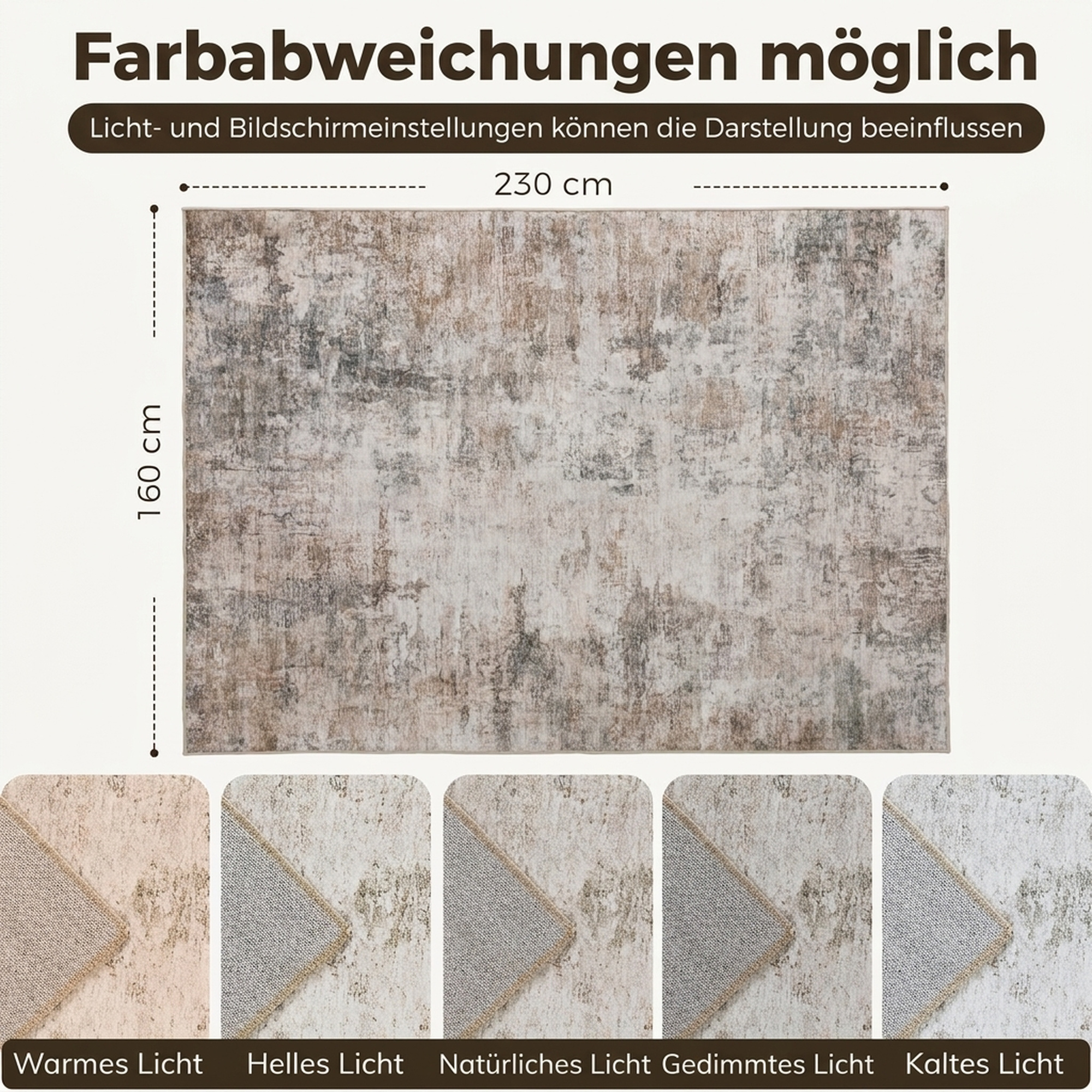 Wohnzimmerteppich, Polyester, modernes künstlerisches Muster, waschbar, Braun