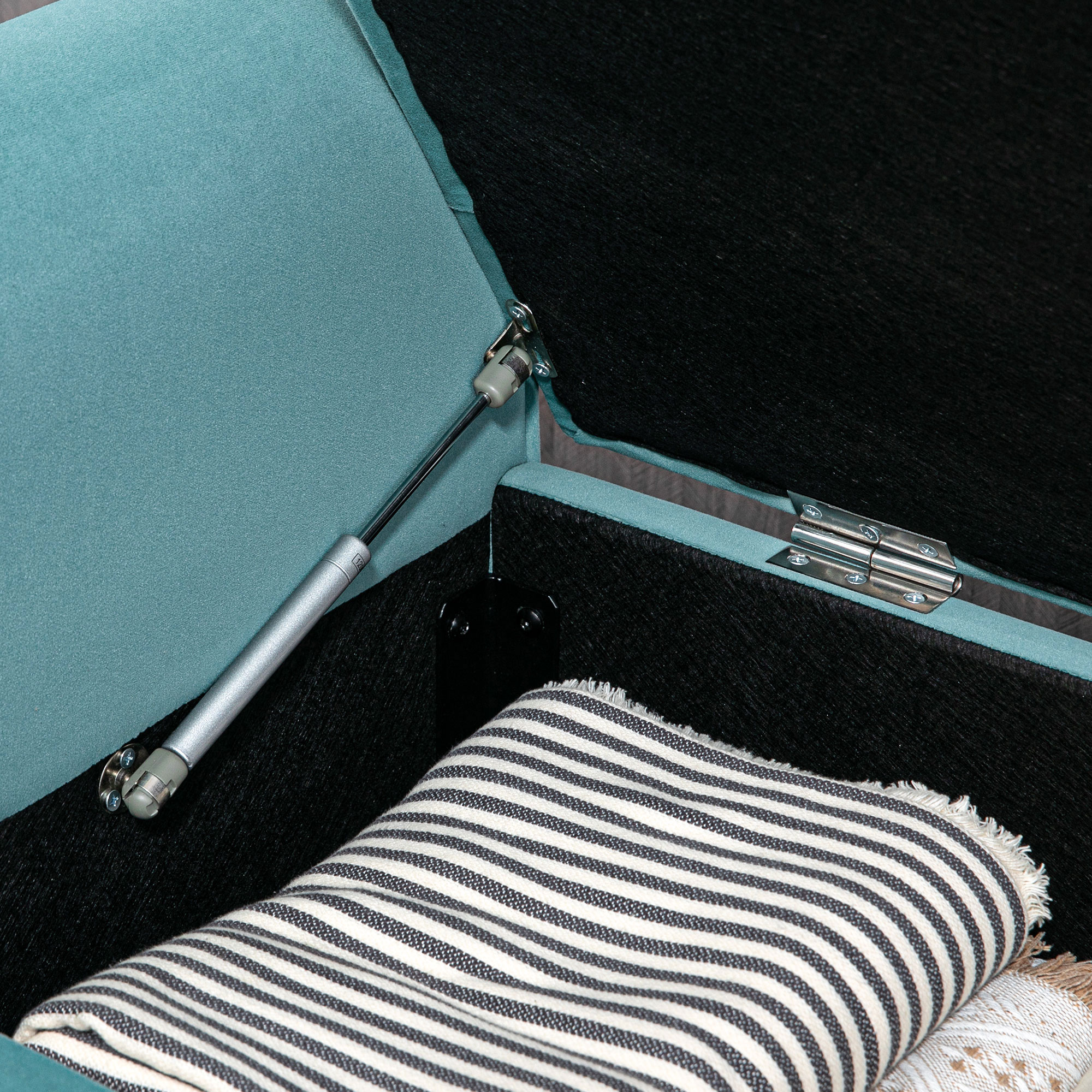 Sitzbank im Vintage-Design, Sitzbank mit Stauraum, Samtoptik, Grün