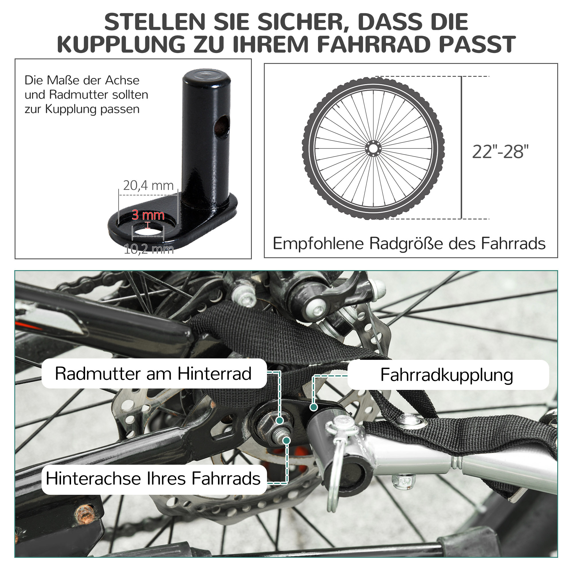 Fahrradanhänger Hundeanhänger bis 20 kg mit Universalkupplung Stahl Rot+Schwarz