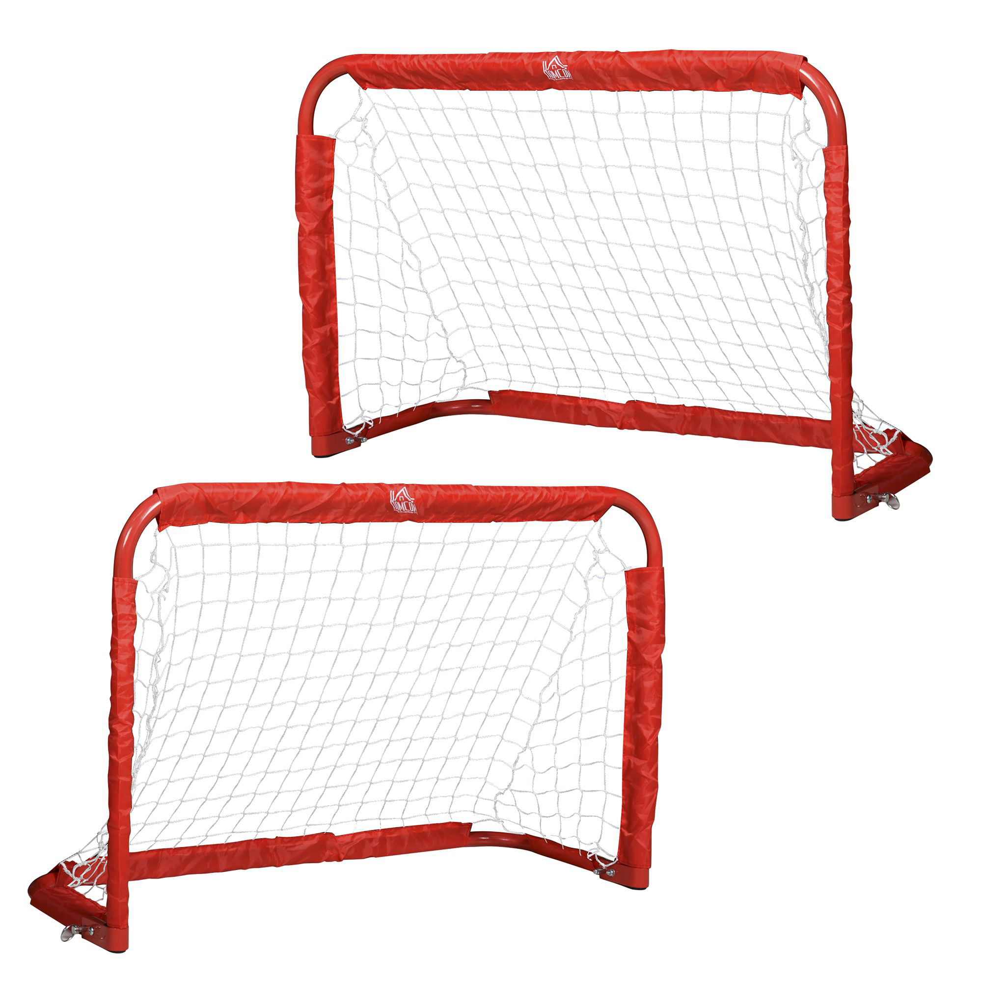 Fußballtor-Set, 2 klappbare Minitore, Metallrahmen, inkl. Werkzeug, 90 x 36 x 60 cm, Rot