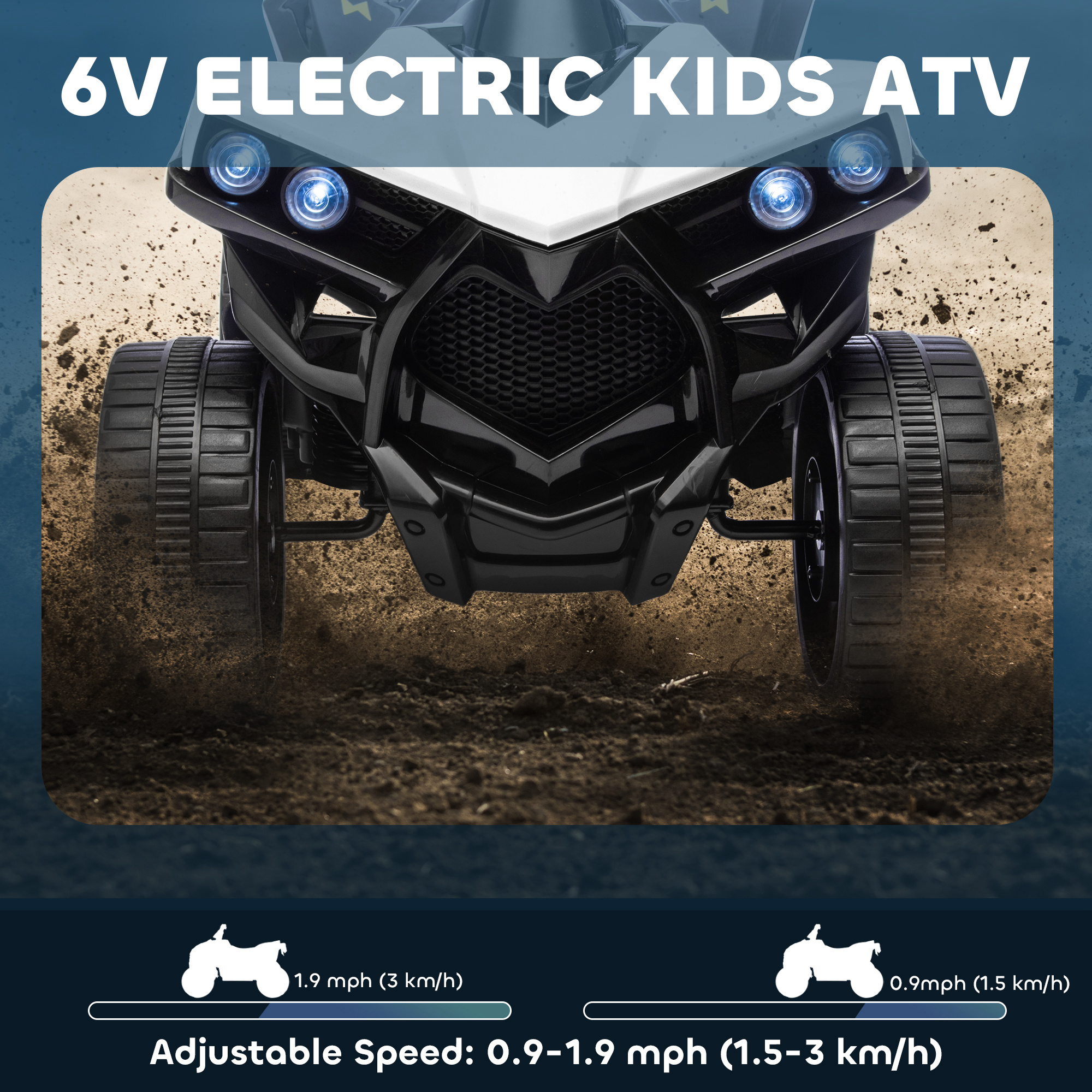 Kinder Quad Elektro 6V Kinderquad mit Vorwärts-, Rückwärtsfunktion, Musik, LED-Scheinwerfer Weiß