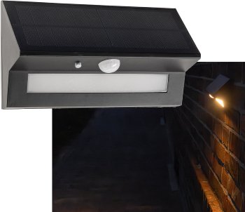 LED Solar Wandleuchte "SWL-AS400" / IP44, warmweiß 3000K, PIR Sensor