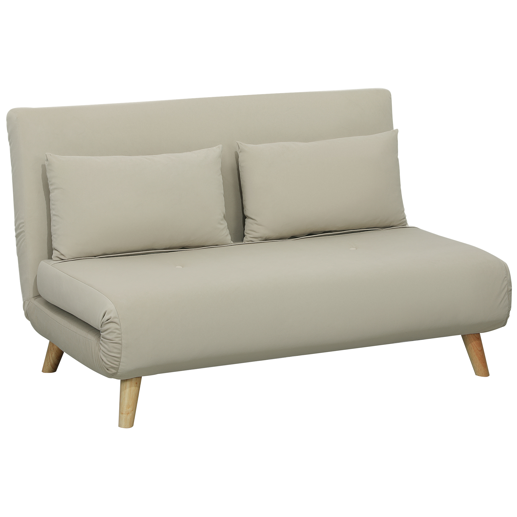 Schlafsofa Relaxsofa Sofa Couch, inkl. 2 Kissen, Samtoptik, 130 x 78 x 79 cm, Beige