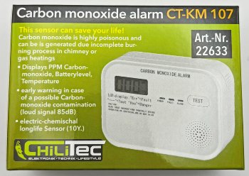 Kohlenmonoxid Melder "CT-KM 107" / EN 50291 zertifiziert