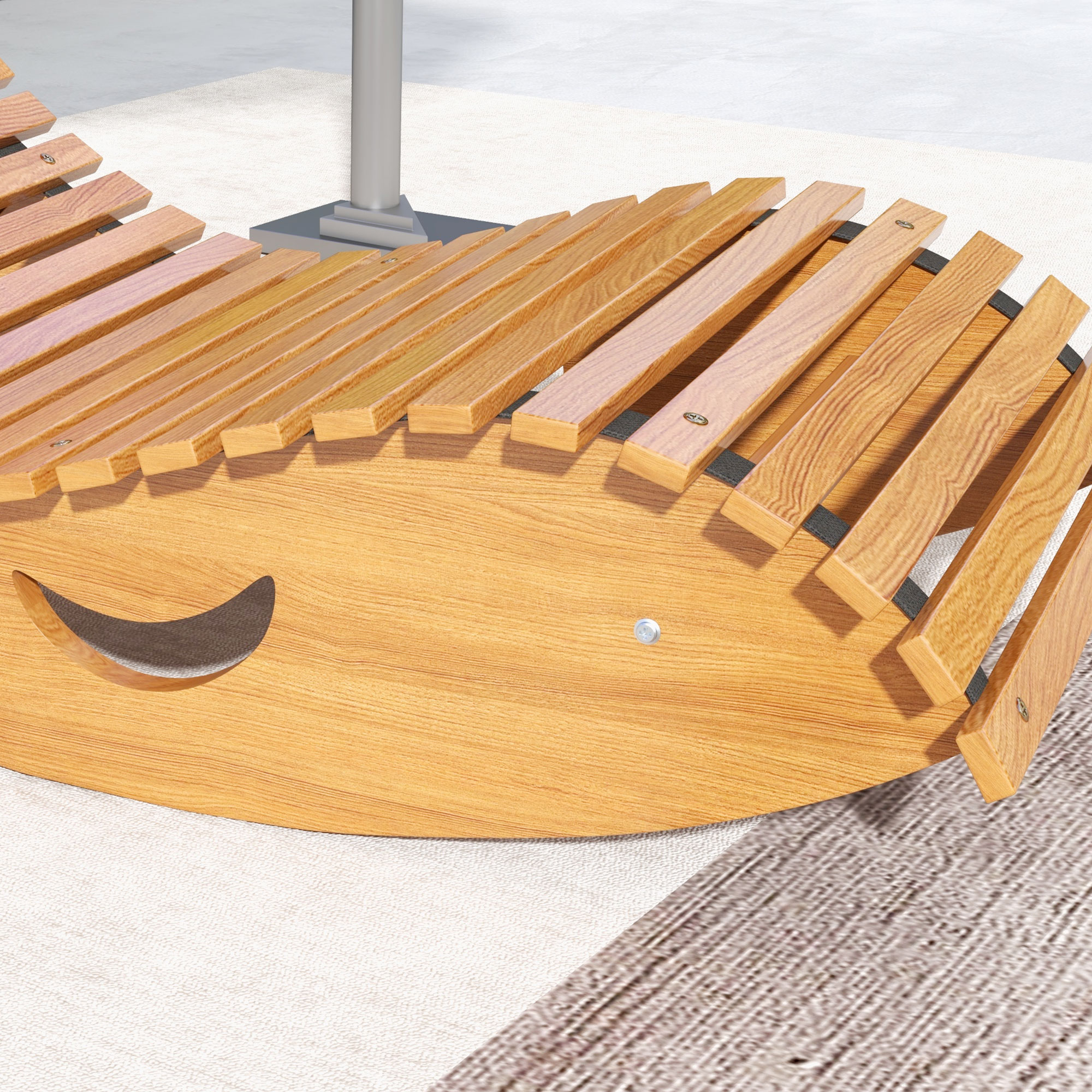 Outdoor Schaukelstuhl, Hochlehner, einstellbare Basis, Kiefernholz, 130 x 60 x 60cm, Hellbraun