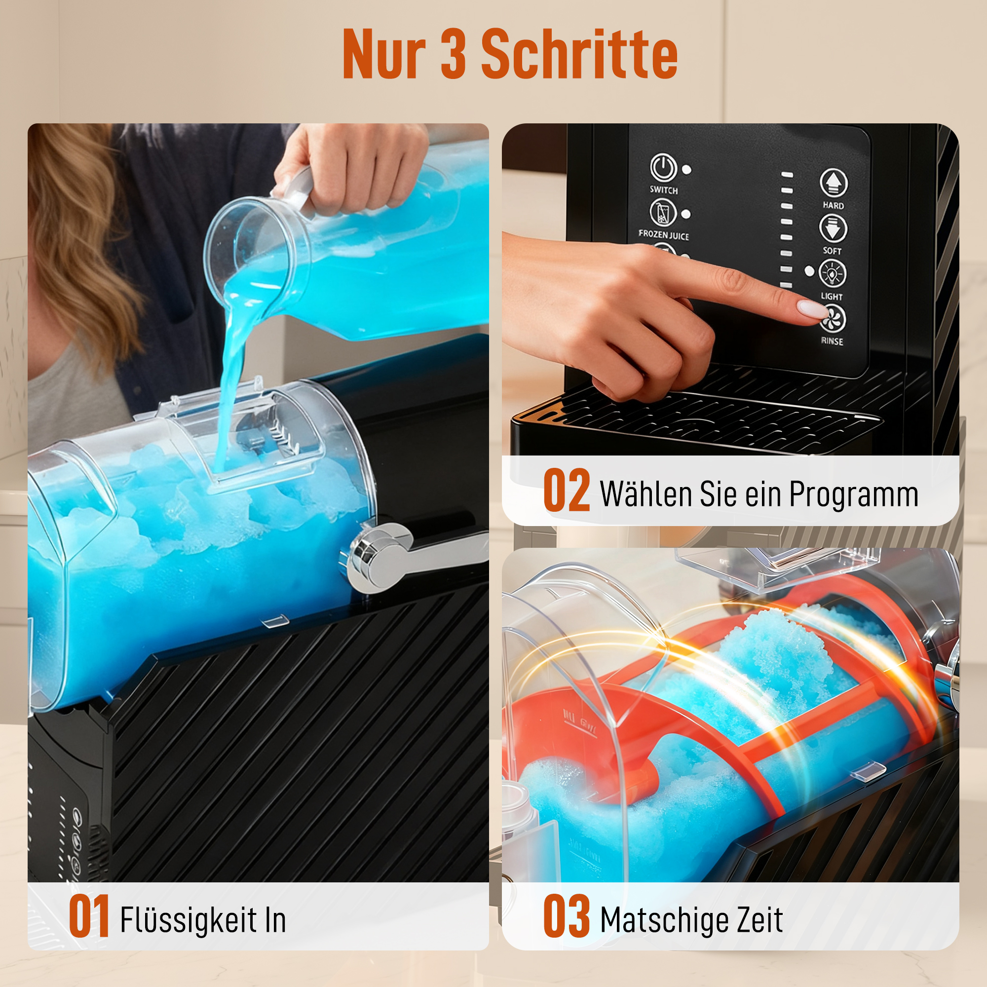 Slushy-Maschine, schnelle Kühlung, Rührfunktion, 2,4 L, Lichtfunktion, Schwarz