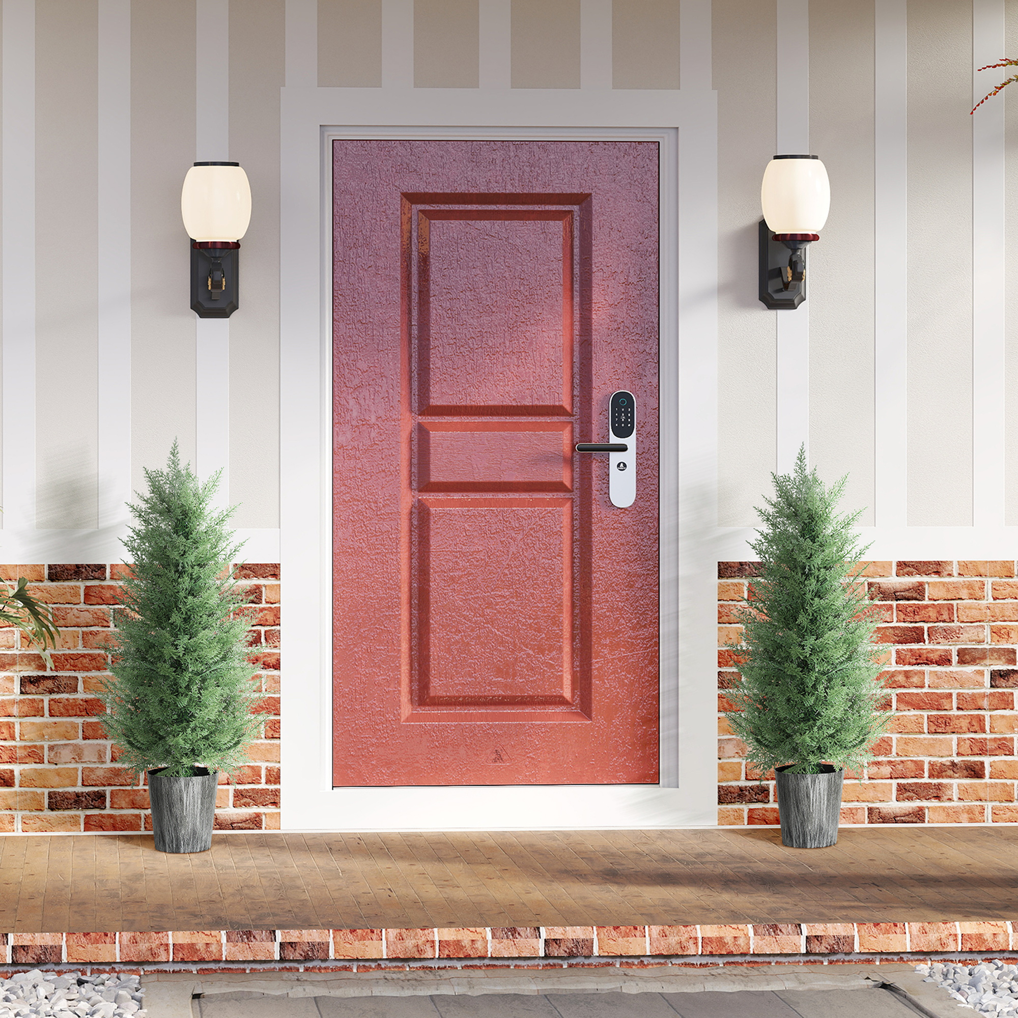 2er Set Künstliche Zypressenbäume groß 90cm Kunstpflanze, Plastik Künstliche Pflanzen im Topf 15 x 15 x 90 cm Grün