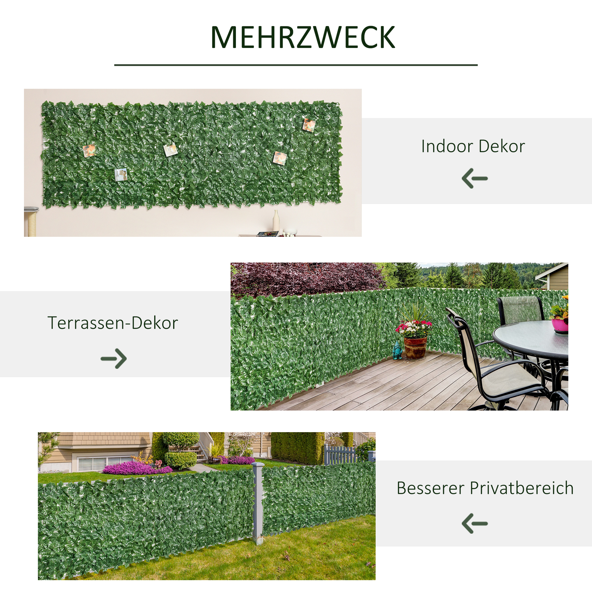 Künstlicher Hecken Sichtschutz, UV Geschützt Sichtschutz, Grün Balkon Sichtschutz, Zaun Sichtschutzgitter mit Blättern, Hecken Zaun, WandKünstliche 300 x 100 cm für Garten Hochzeit