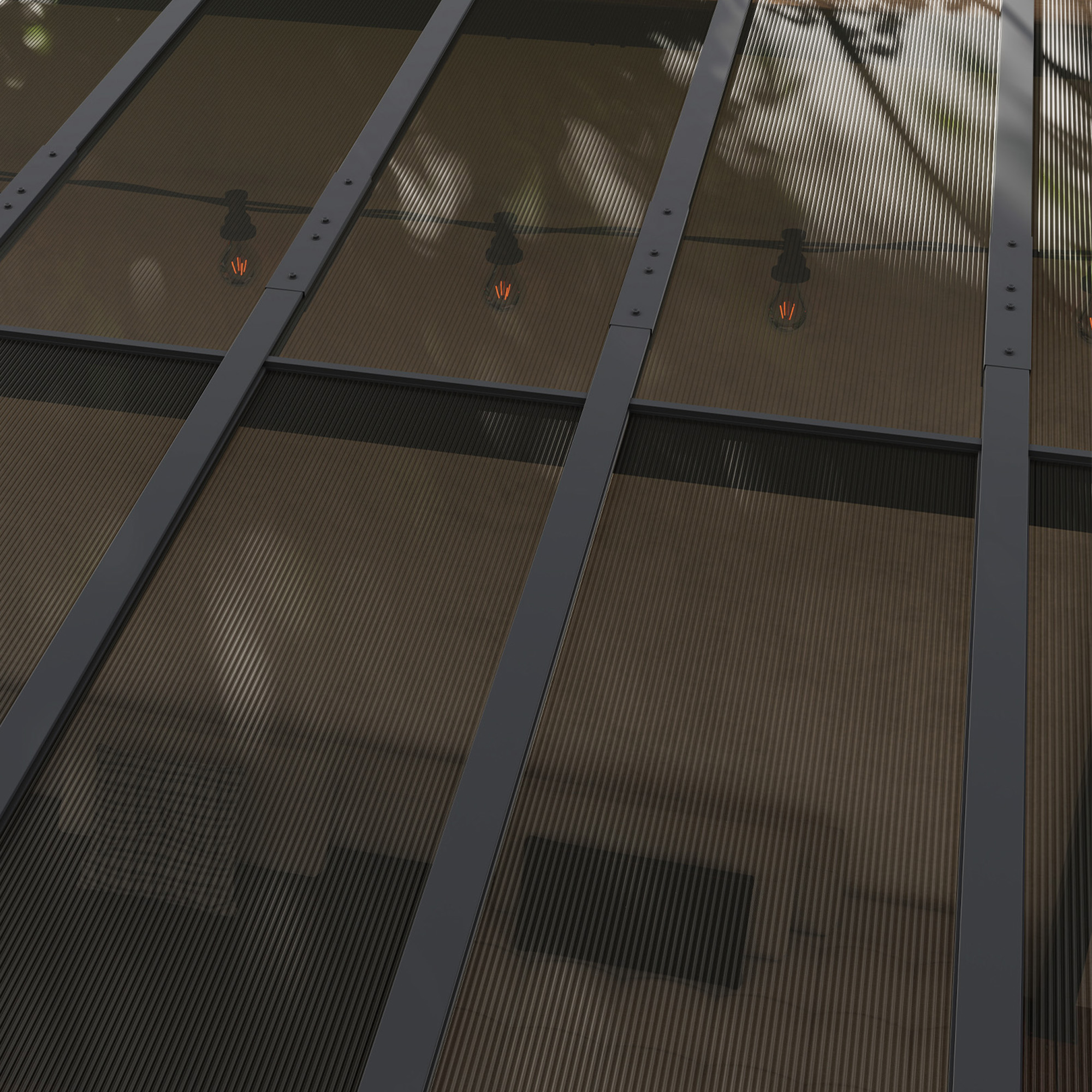 3 x 3 m Metallpergola, Gartenpergola mit wasserfestem Dach, freistehend, windfest, UV-beständig, Dunkelgrau