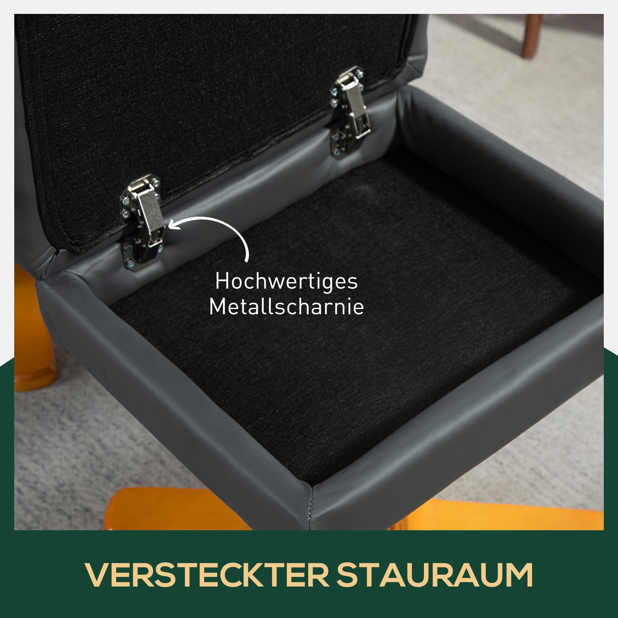 Relaxsessel mit Hocker, 145° neigbare Rückenlehne, 360° drehbar, Kunstleder, Dunkelgrau