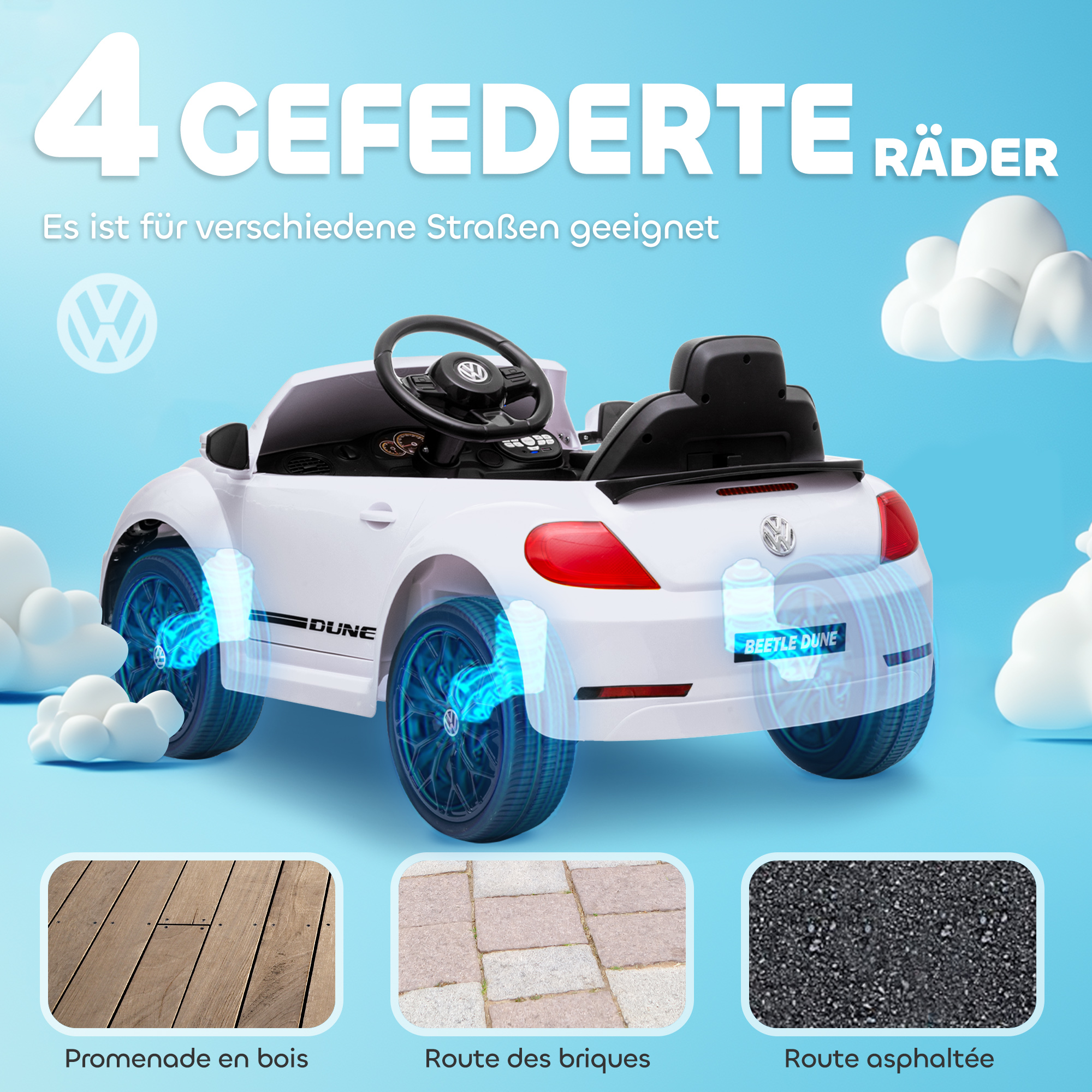 Kinderfahrzeug VW Käfer, weiß