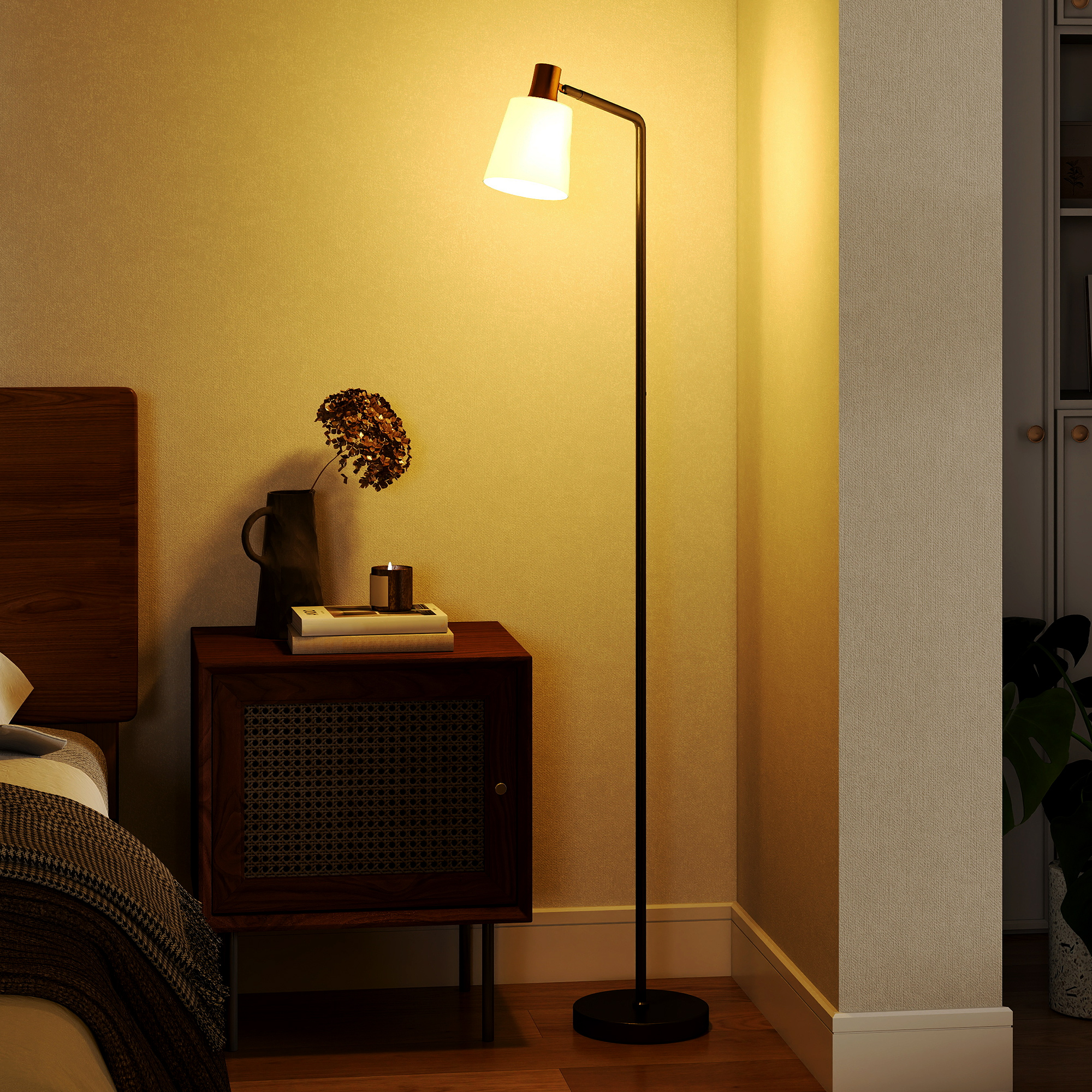 LED Stehlampe Wohnzimmer Stehleuchte mit 350° drehbar Kopf Standleuchte mit 3000K/4000K/6500K Farbtemperaturen Schwarz