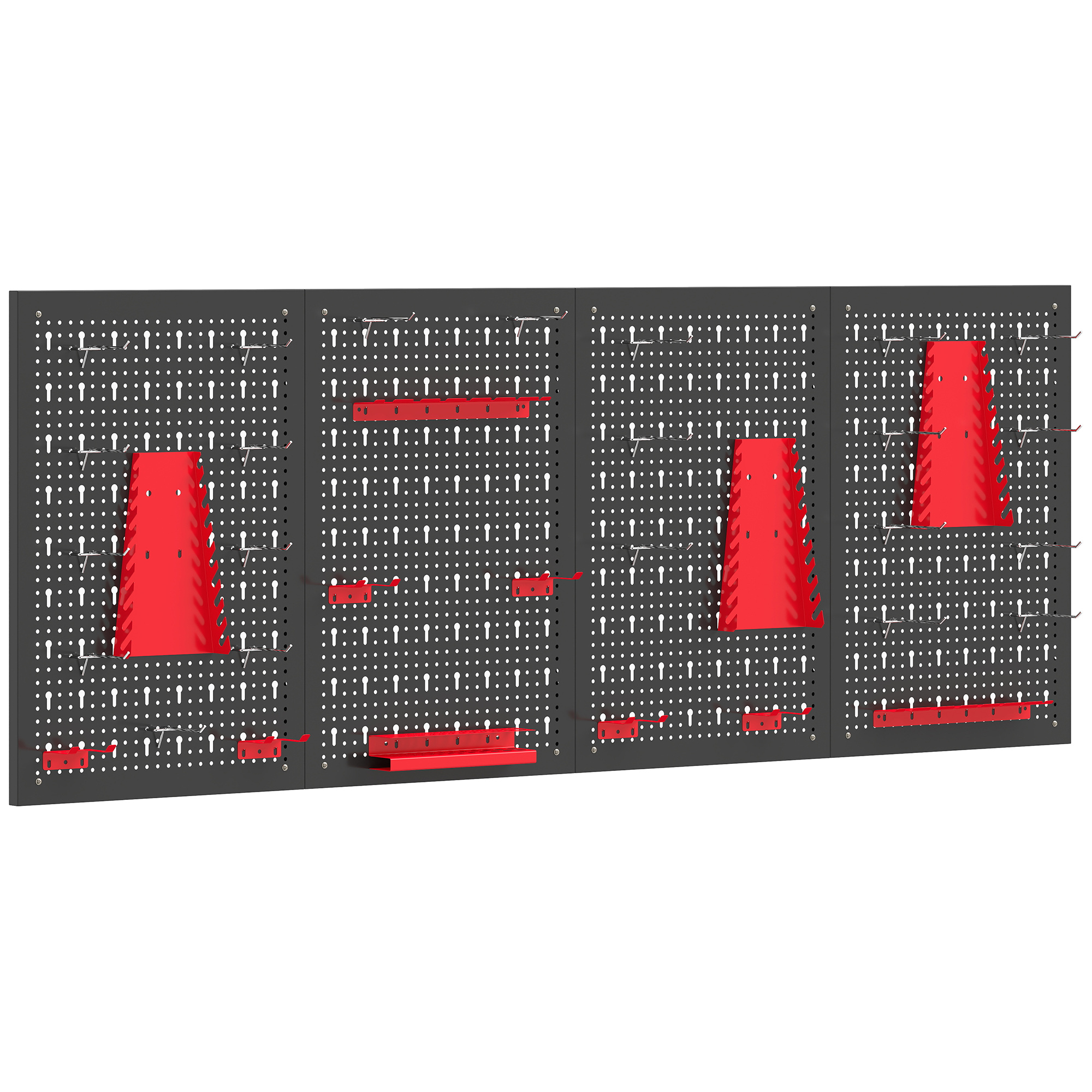 Lagersystem Wandregal 60 x 40 cm, 38 stck. Schüttenregal mit Haken Ablageböden Sichtlagerkästen, Schwarz+Rot