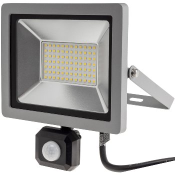 LED-Fluter SlimLine "CTF-SLT50 PIR" / 50W, IP44, 5220lm, 4000K, Bewegungsmelde