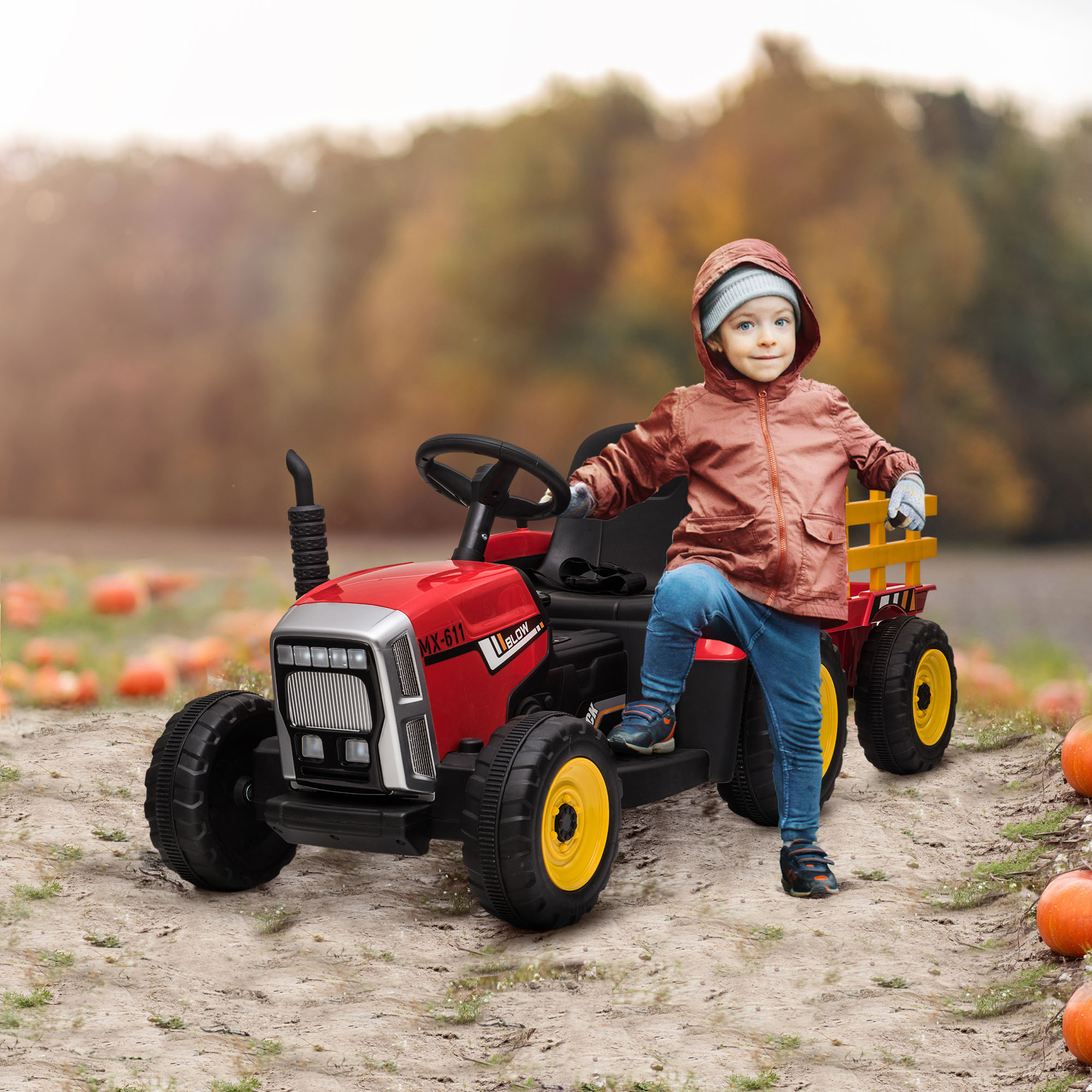 Kinderfahrzeug Kinder-Traktor, rot & schwarz