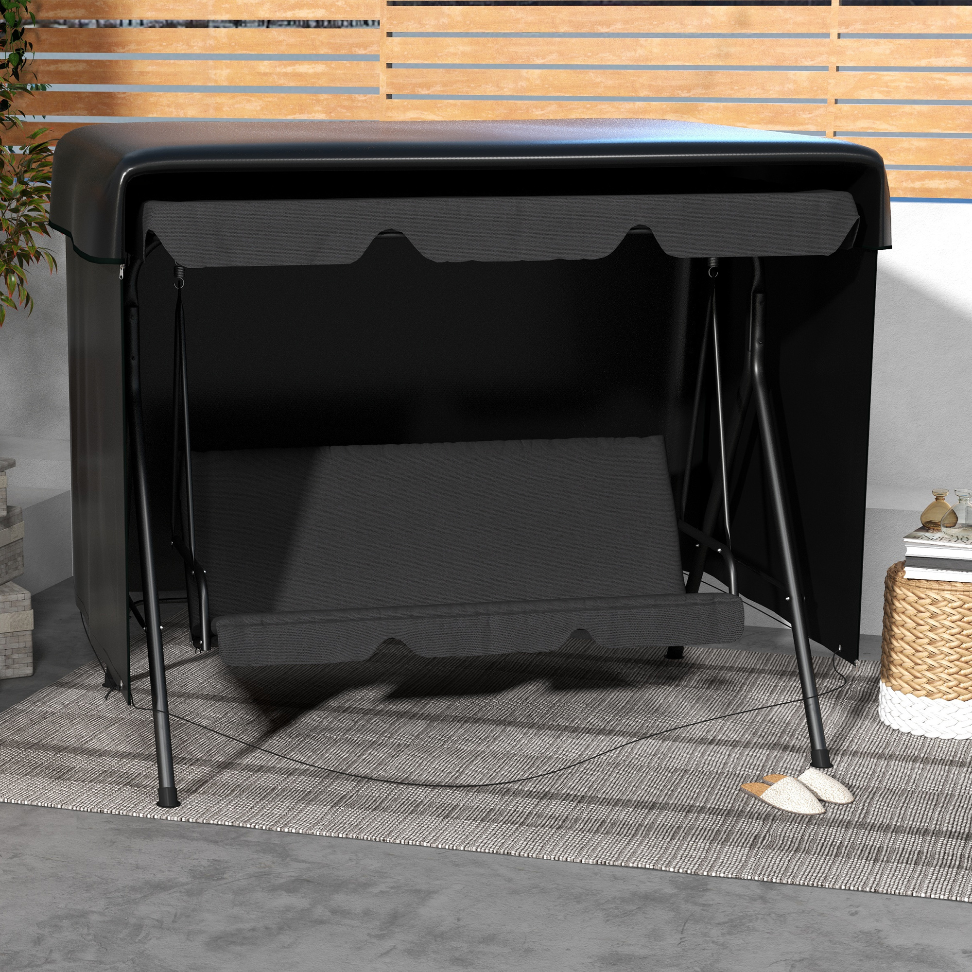 Gartenmöbelabdeckung Abdeckung Schutzhülle für Outdoor-Möbel, 215 cm x 155 cm x 150 cm, Schwarz