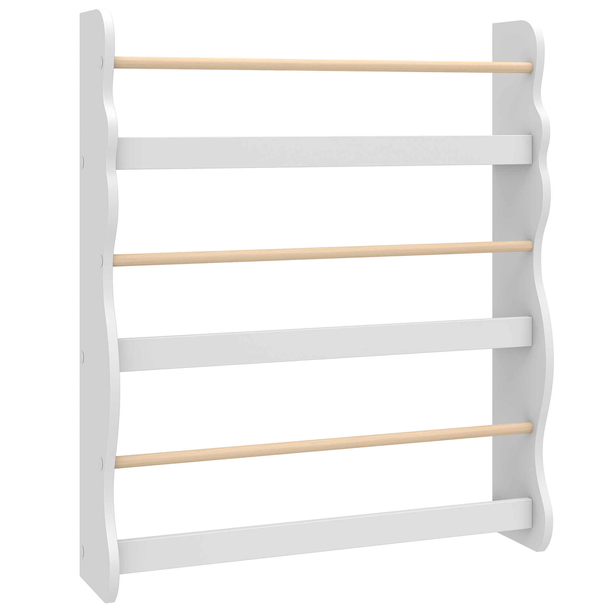 Bücherregal Kinder, Wandmontiert Kinderregal mit 3 Ebenen, Wandregal mit Kippschtz 60 x 15 x 73 cm Weiß