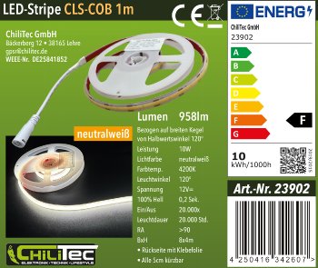 LED-Stripe "CLS-COB V2" 1m, neutralweiß / 12V, 10W,  958 Lumen
