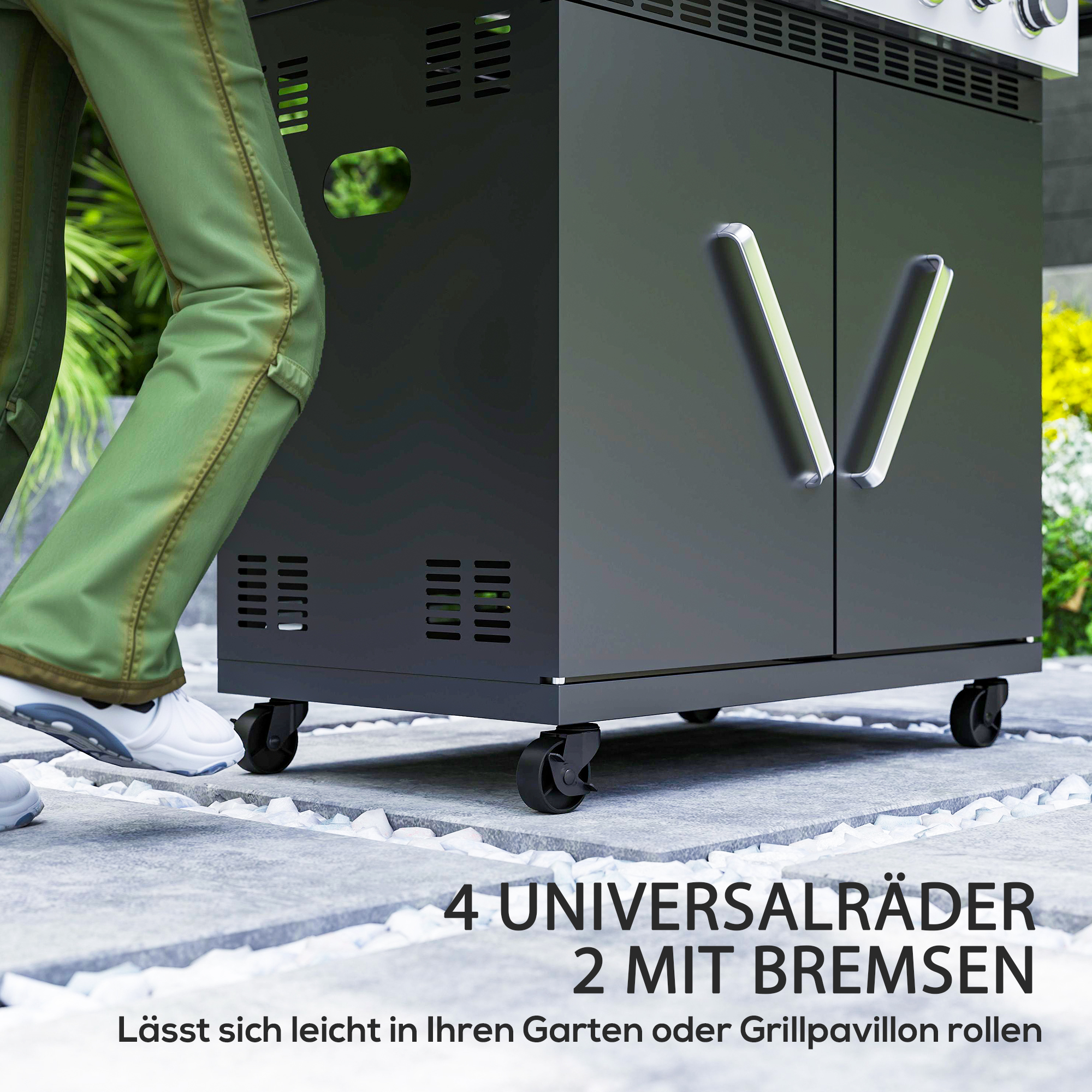 Gasgrill 12 KW Grillwagen inkl 5 Brenner Seitenkocher Rolle Deckel Thermometer Seitenablagen 135 x 54 x 110 cm