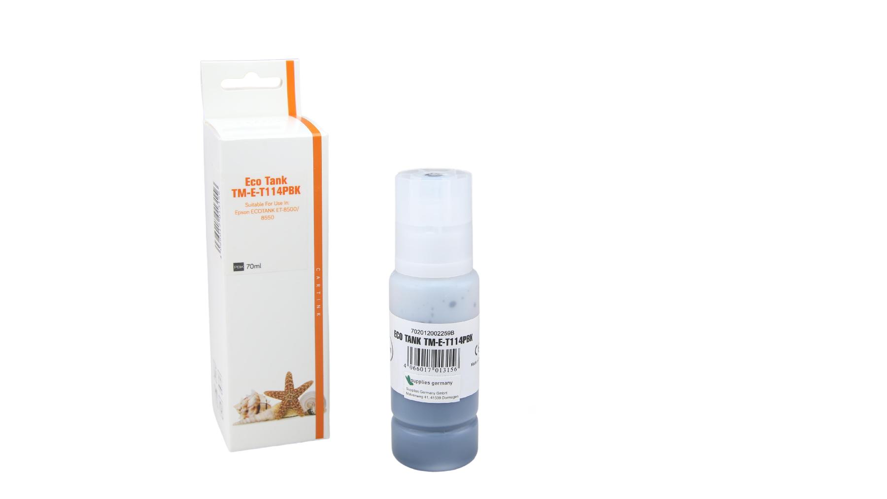 T114Pschwarz Eco Tank Nachfüllflasche Photo schwarz für Epson / C13T07B140 / 70ml T114Pschwarz Eco Tank Nachfüllflasche Photo schwarz für Epson / C13T07B140 / 70ml