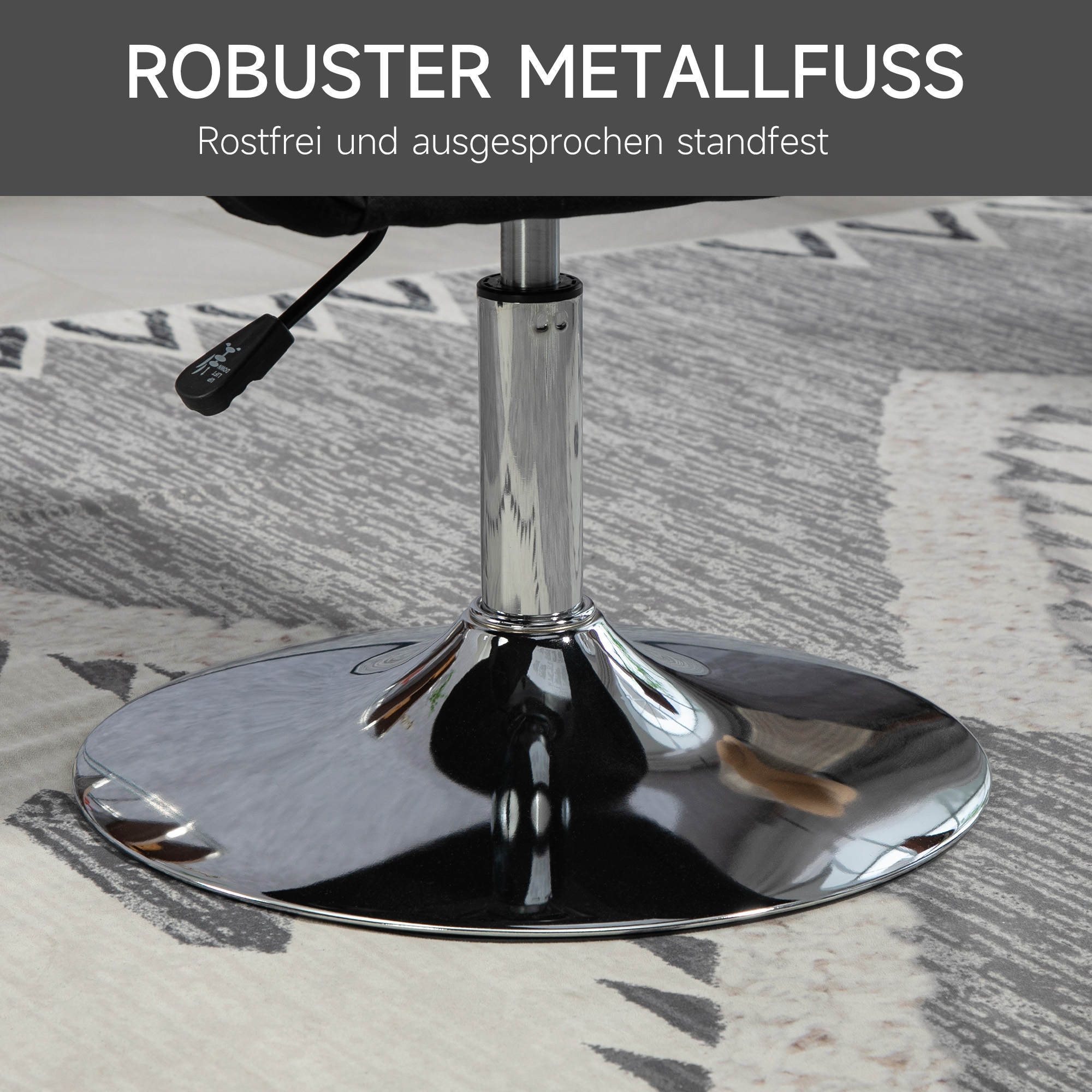 Drehstuhl, höhenverstellbarer Bürostuhl, leinenartiges Polyester, Metall, 60 x 60 x 79-91 cm, Schwarz