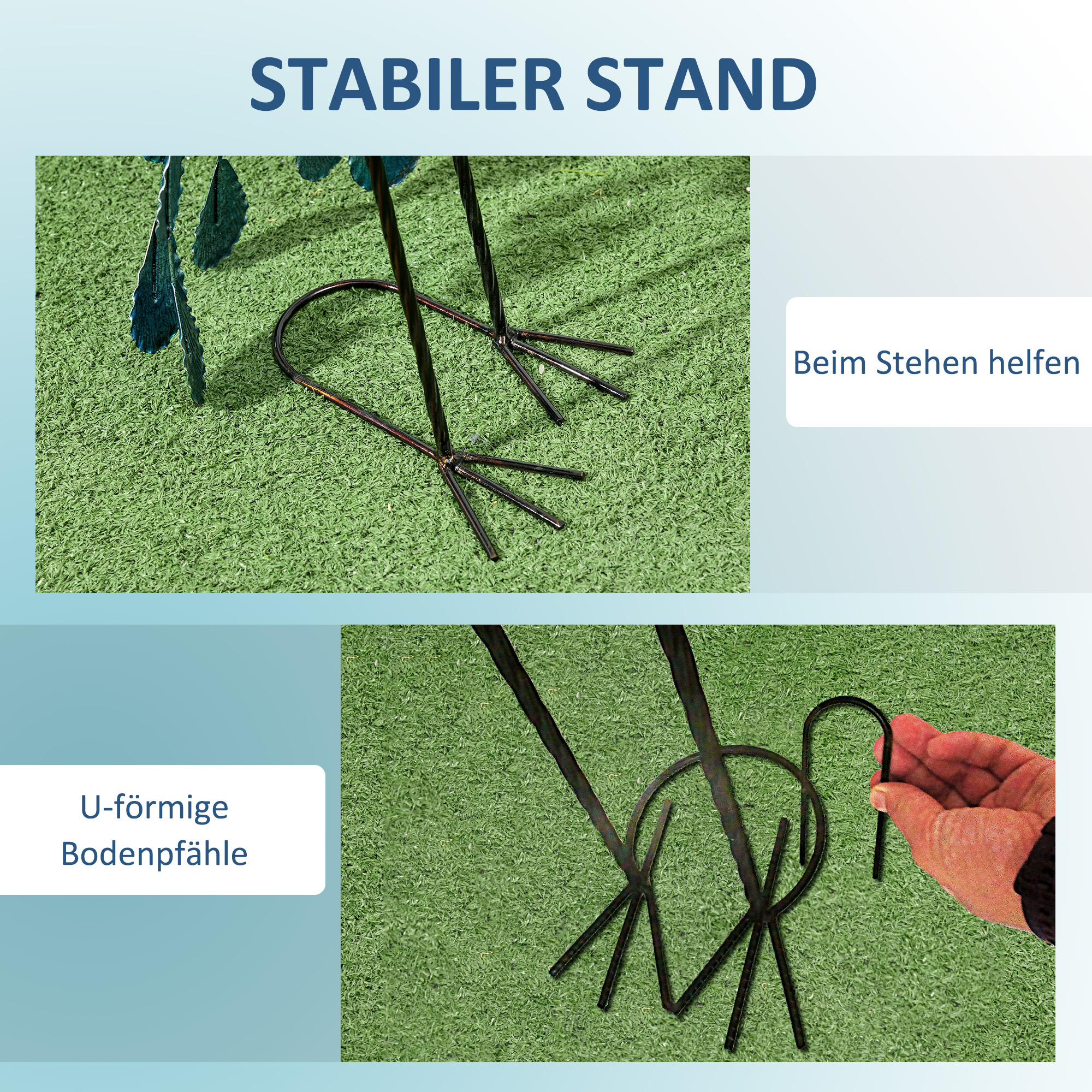 Gartenstatur Gartendekoration Pfau, 25 x 29 x 59 cm, Mehrfarbig