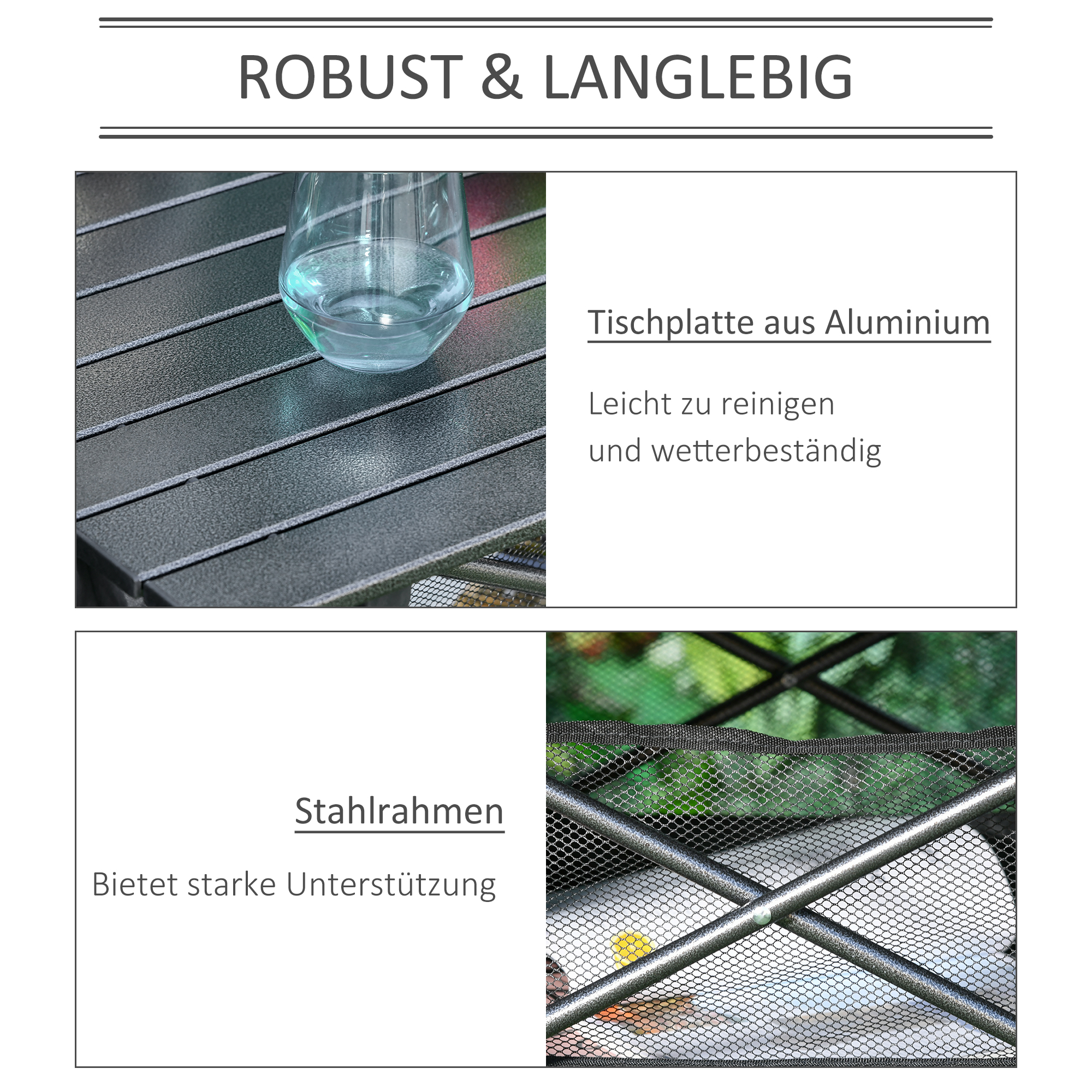 Campingtisch aus Aluminium faltbar Klapptisch Falttisch mit Netztasche tragbarer Picknicktisch für Camping Garten Party Picknick Balkon Schwarz 70 x 70 x 69 cm