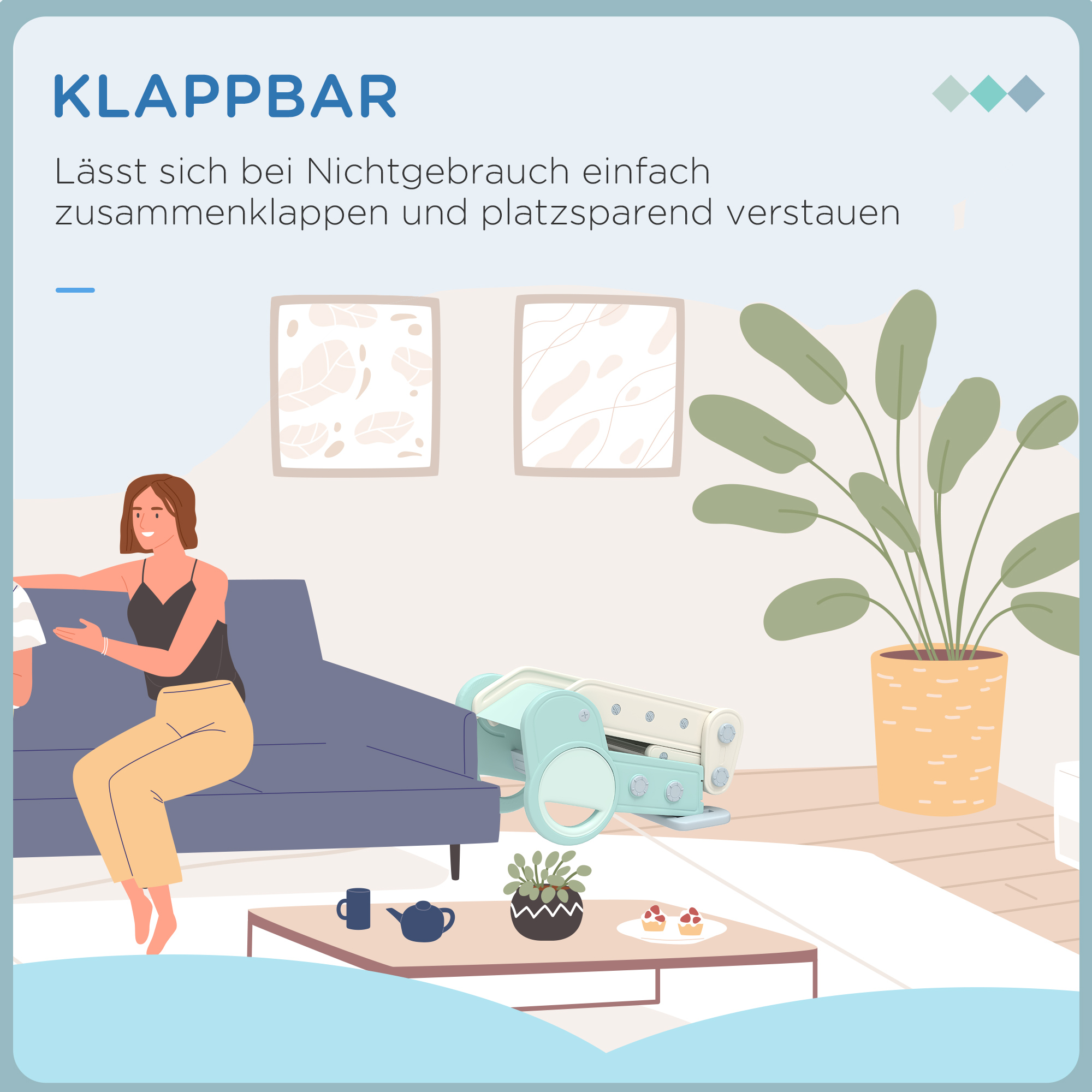 Rutsche für Kleinkinder, klappbar, Indoor, rutschfeste Stufen, erhöhter Sicherheitsrand, grün