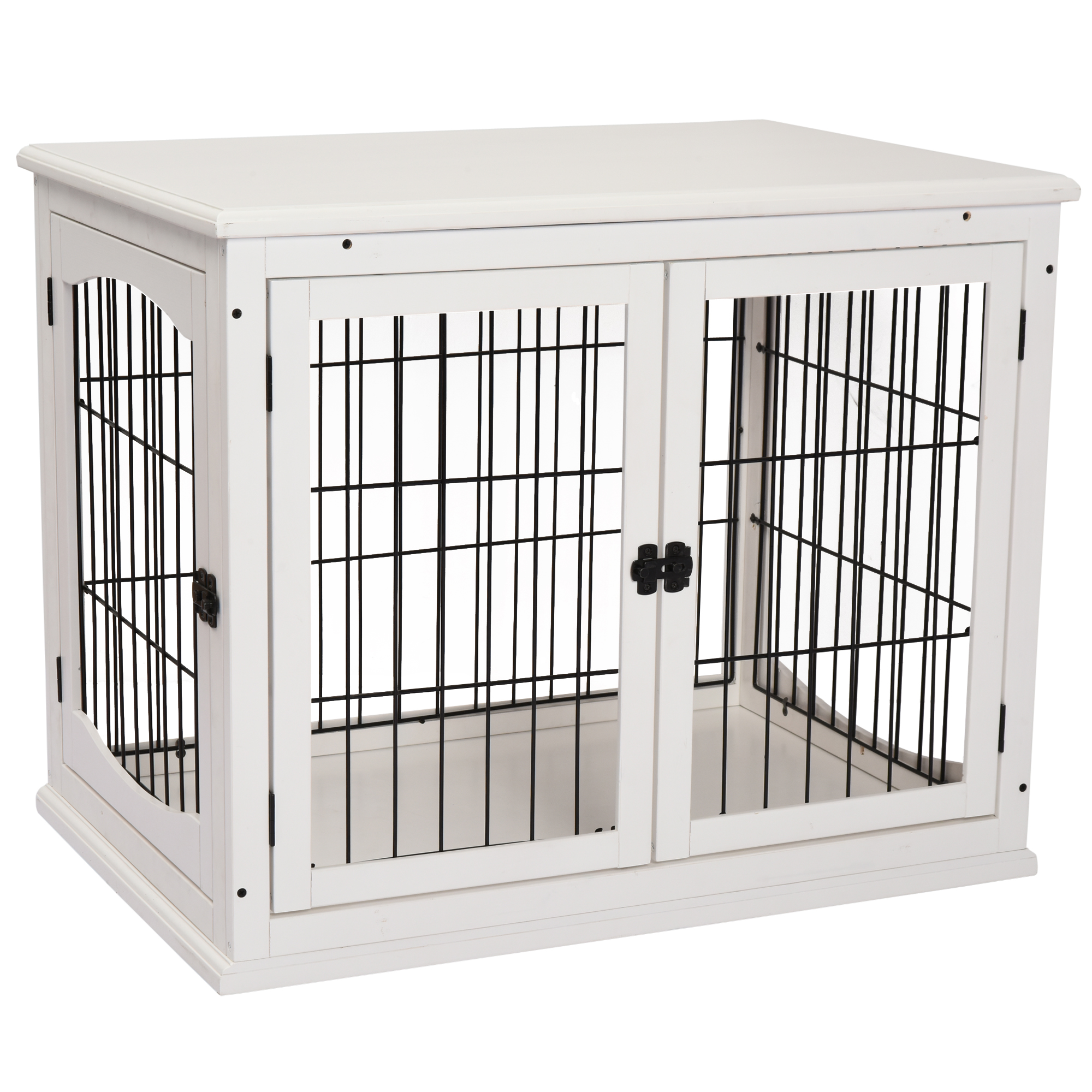 Transportbox für Hunde 58,5 cm x 81 cm x 66 cm Türen, MDF-Holz Eisen, 58, 5 cm x 81 cm x 66 cm, Weiß