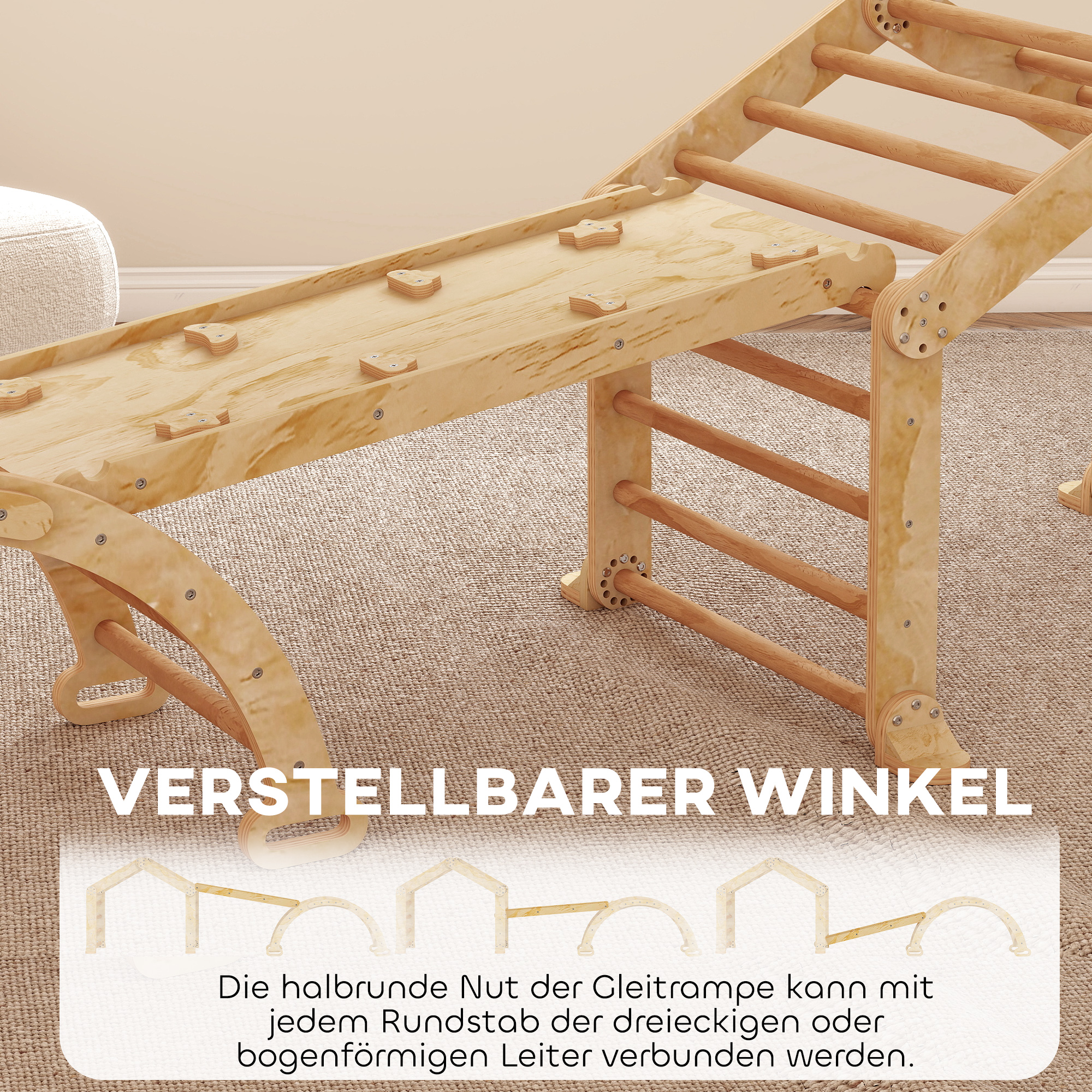 9-in-1 Indoor-Klettergerüst, Rampe, Rutsche, Leiter, Schreibtafel, für Kleinkinder, Holz