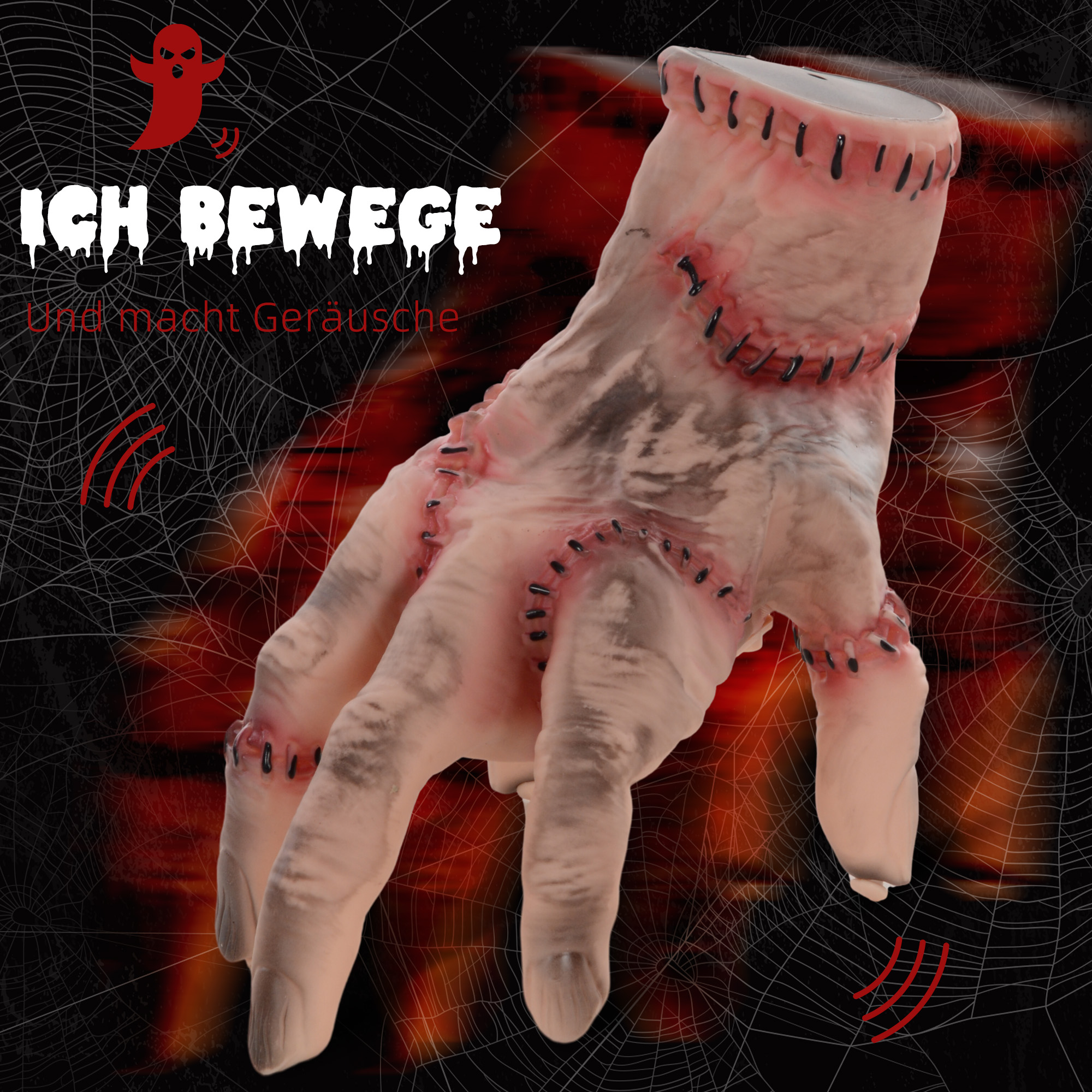 Horror-Hand, Helloweendeko, aktiviert mit Geräusche/Berührung, beweglich, Sound Horror-Hand, Helloweendeko, aktiviert mit Geräusche/Berührung, beweglich, Sound