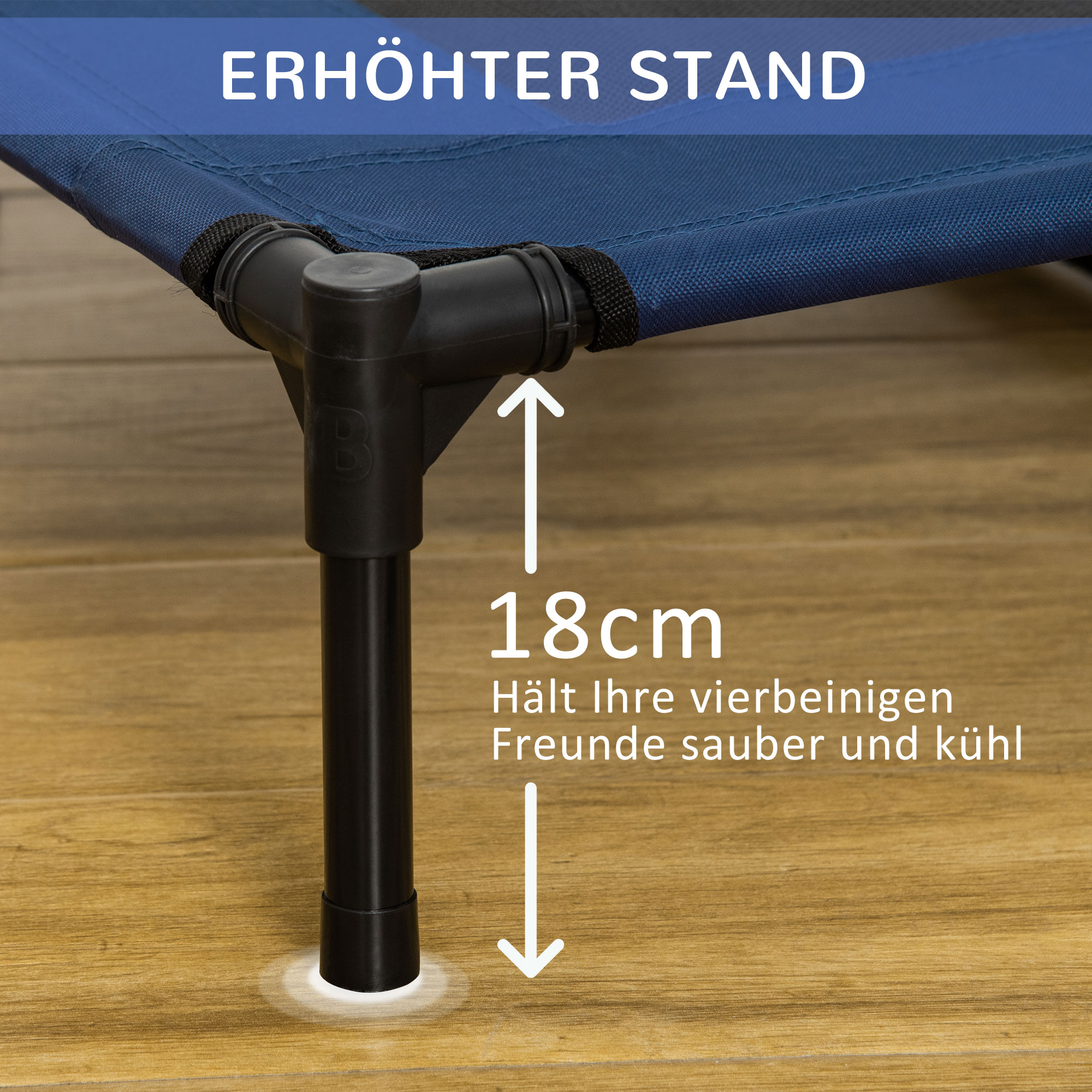 Hundebett Hundeliege Outdoor Katzenbett Haustierbett Schlafplatz Metall 600D Oxford-Gewebe Blau 91,5 x 76,2 x 18 cm