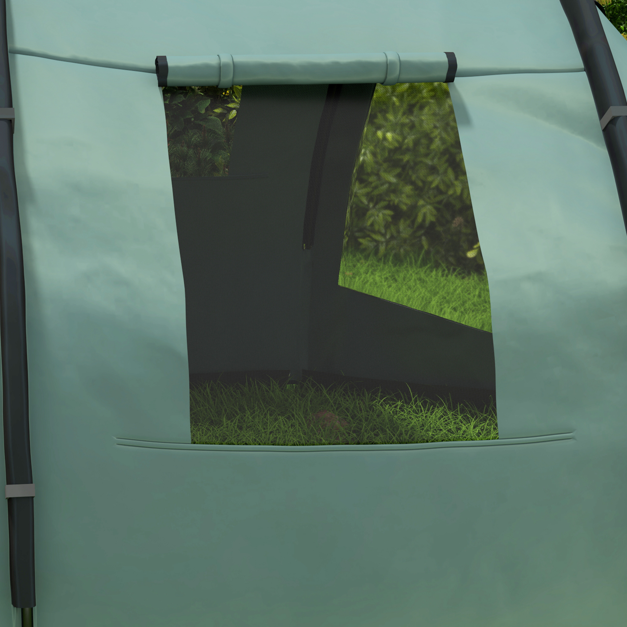 Campingzelt für 3-4 Personen, zwei Innenräume, Netzfenster, grün, 4,75 x 2,64 x 1,72 m