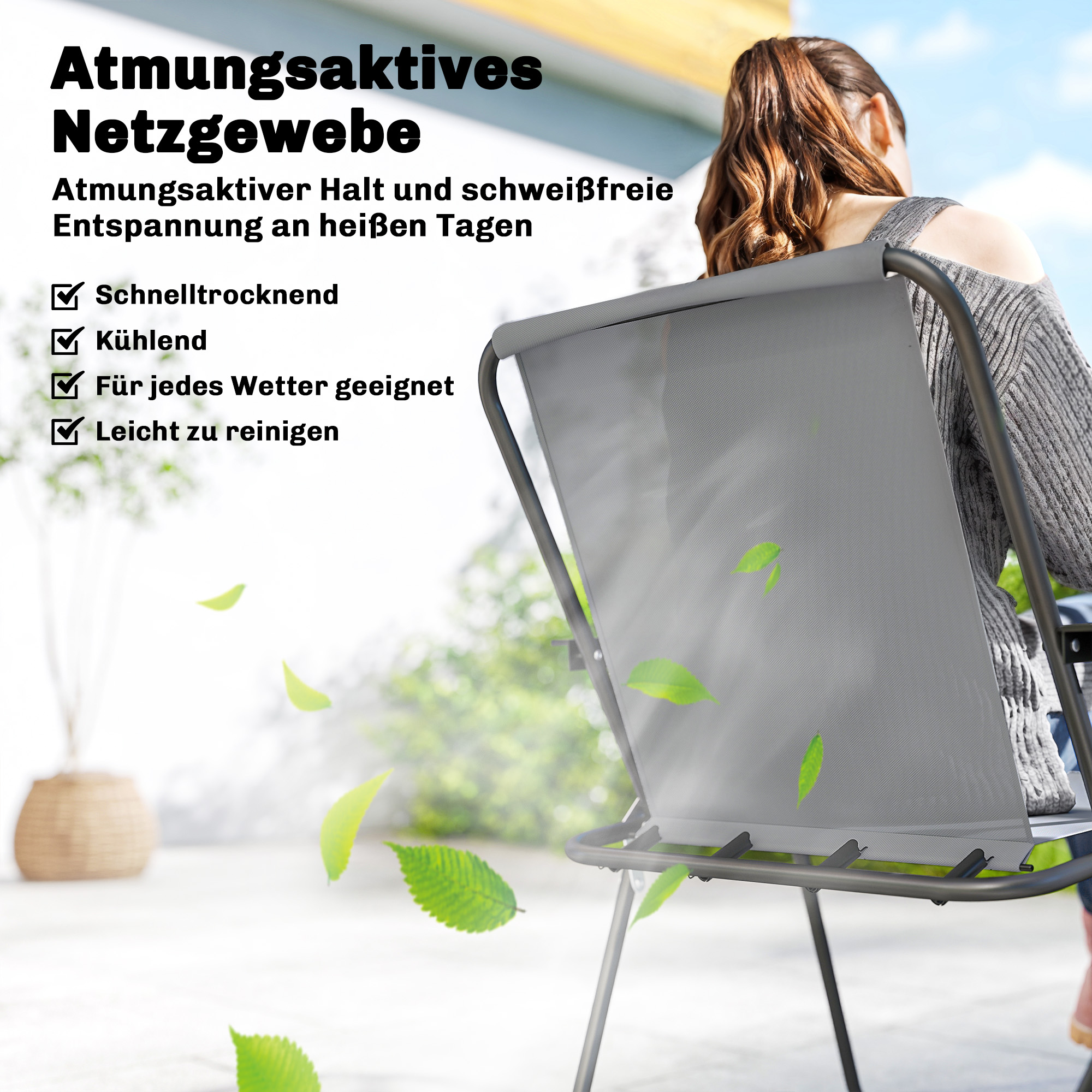 Gartenmöbel Set Sitzgruppe 119 x 68cm Glastisch mit 6 Klappstühlen Sonnenschirm Wasserwellenmuster Grau