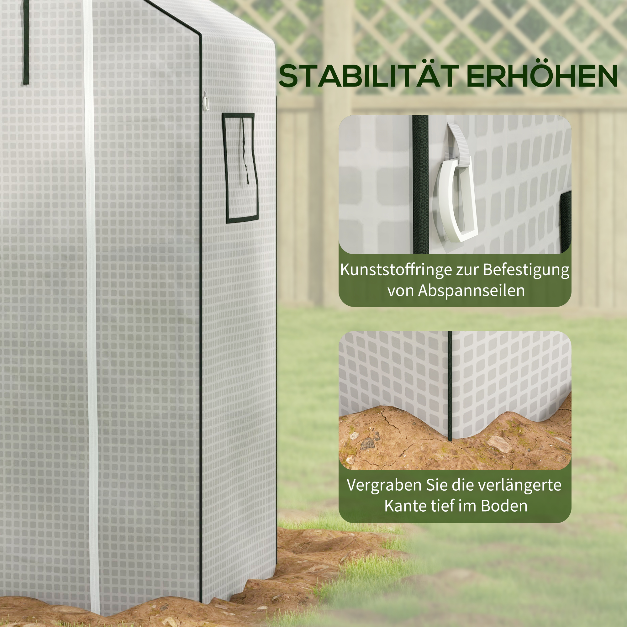 Ersatzfolie für Gewächshaus, Ersatzabdeckung mit UV-Schutz, Rolltür, Seitenfenster, 140 x 73 x 190 cm, Weiß