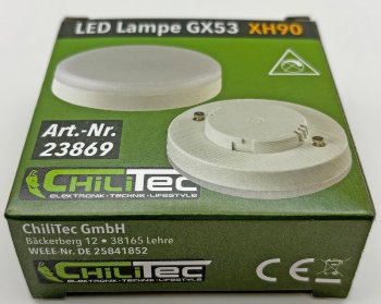 LED Leuchtmittel GX53 "XH 90" warmweiß / 9W, 805lm, Ø75x25mm, 120°, 3000k
