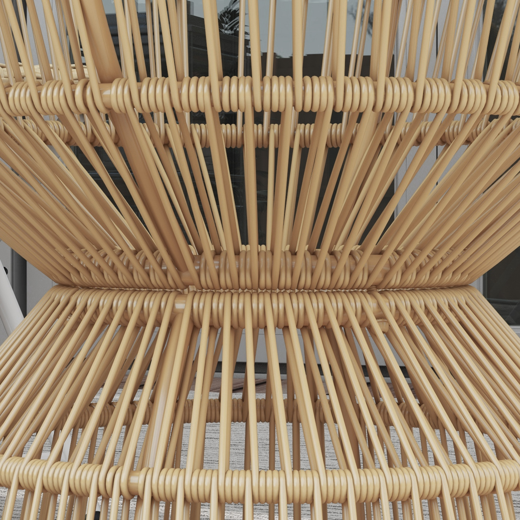 Outdoor-Beistelltisch Gartentisch Rattan-Beistelltisch, Glasplatte, PE-Rattan, 60 cm x 60 cm x 50 cm, Natur