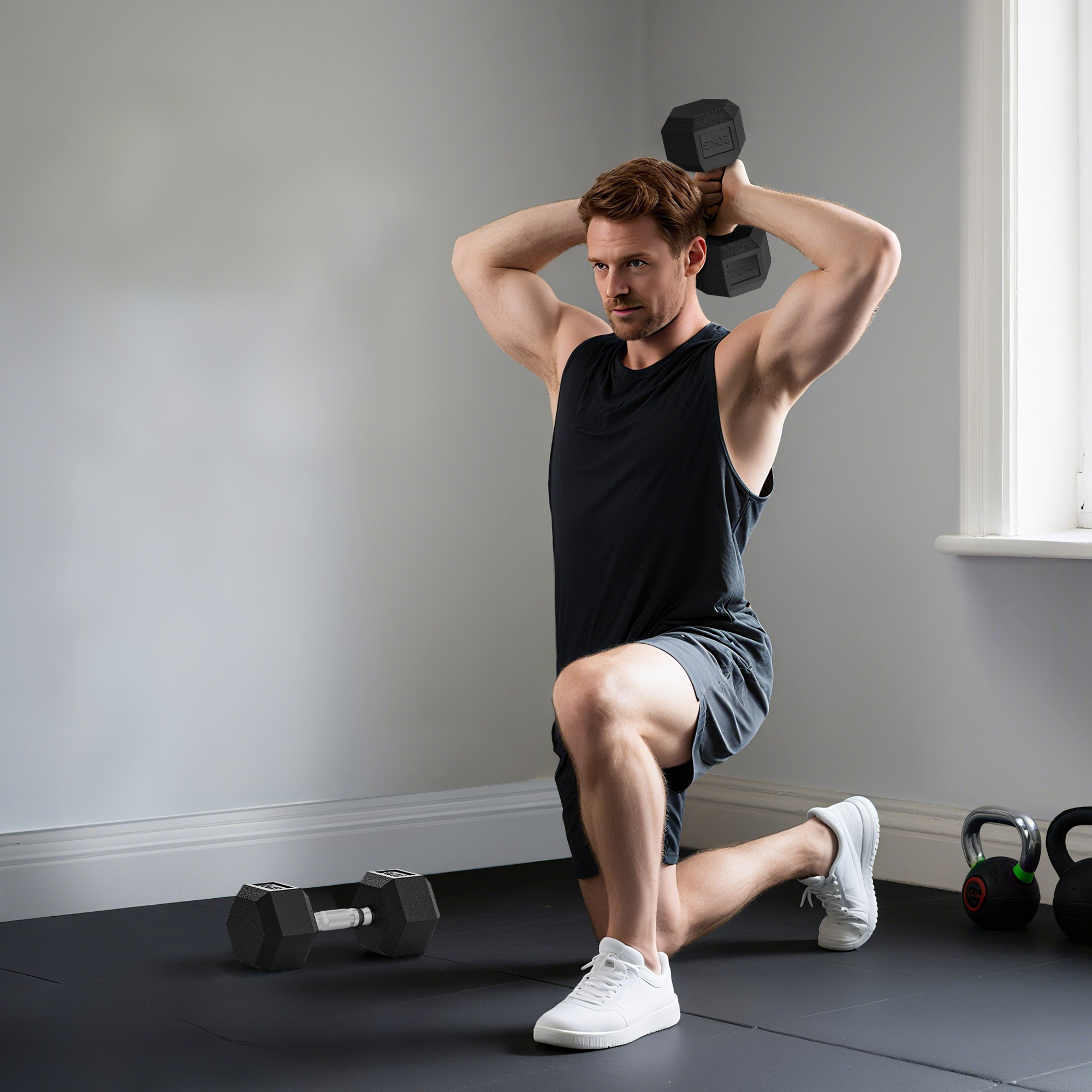 Hanteln mit gerändeltem Griff, Kurzhantel aus Gusseisen, 2 x 20kg für Zuhause, Fitnessstudio, Krafttraining