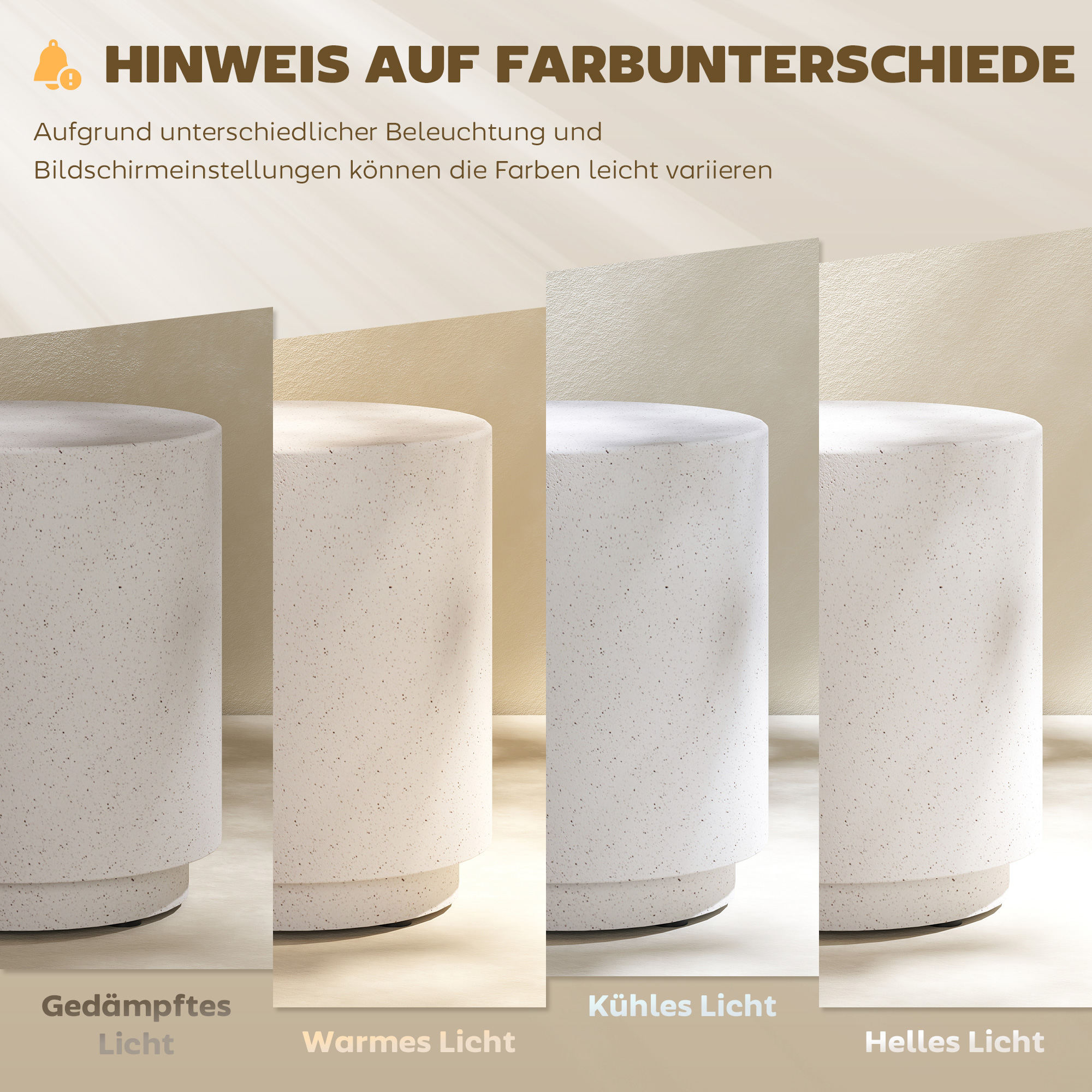 Beistelltisch in Beton-Optik 37 cm x 37 cm x 43 cm Anorganisches Erz-Pulver Grau