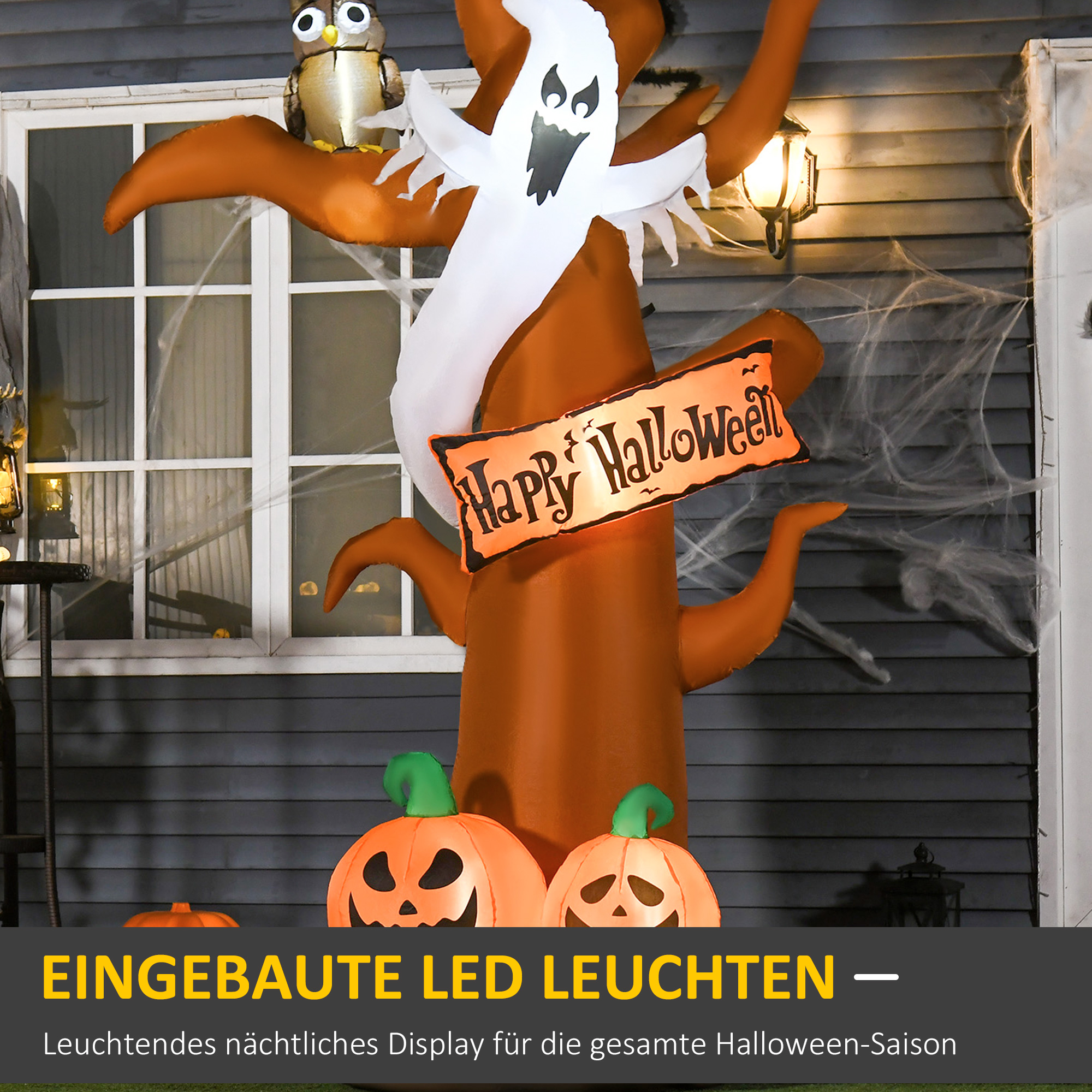 Selbstaufblasend Halloweendekoration mit LED-Lichtern, inkl. Gebläse und Befestigungsmaterial, 156cm x 107cm x 274cm Selbstaufblasend Halloweendekoration mit LED-Lichtern, inkl. Gebläse und Befestigungsmaterial, 156cm x 107cm x 274cm