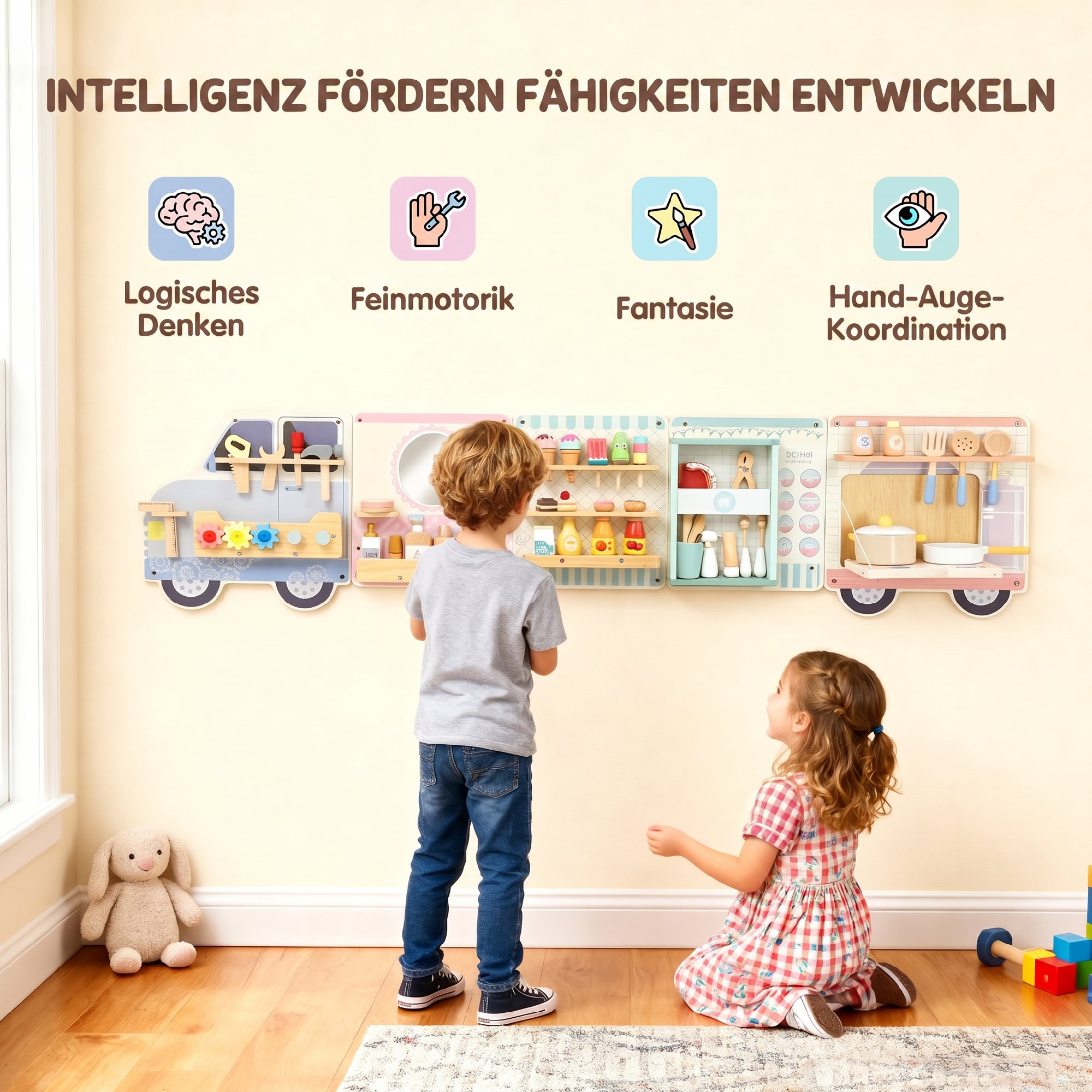 Montessori Busy Board Sensorisches Spielzeug im Truck-Design ab 3 Jahre
