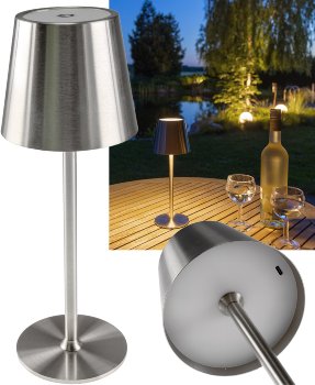 LED Akku-Tischleuchte "Foco Tenda" / 2900K, IP44, Touchschalter, 30cm