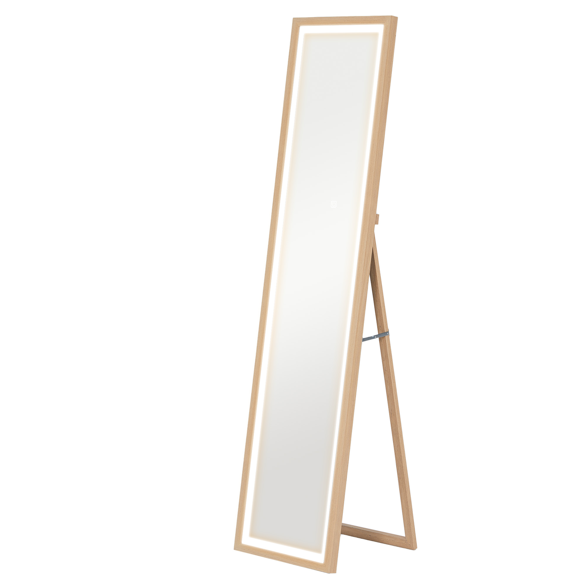 LED Ganzkörperspiegel, 40 x 160 cm, Touch-Steuerung, dimmbar, 3 Farben, Eiche LED Ganzkörperspiegel, 40 x 160 cm, Touch-Steuerung, dimmbar, 3 Farben, Eiche