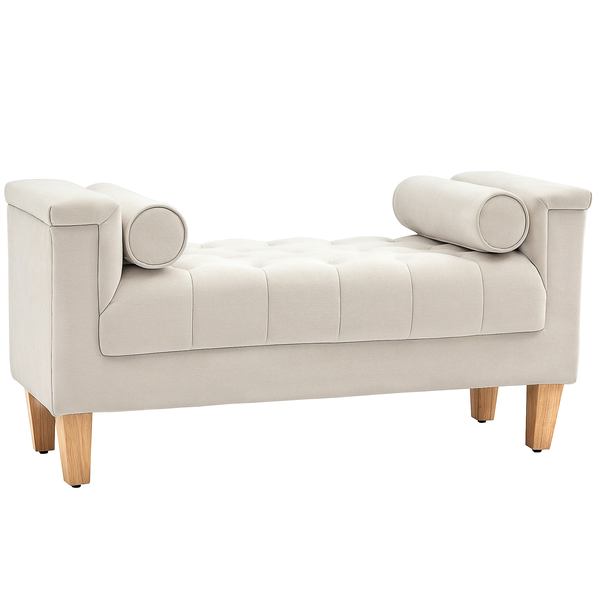 Polsterbank, Vintage-Design, 2 Kissen, Chenillebezug, 115 x 44 x 58 cm, Beige Polsterbank, Vintage-Design, 2 Kissen, Chenillebezug, 115 x 44 x 58 cm, Beige