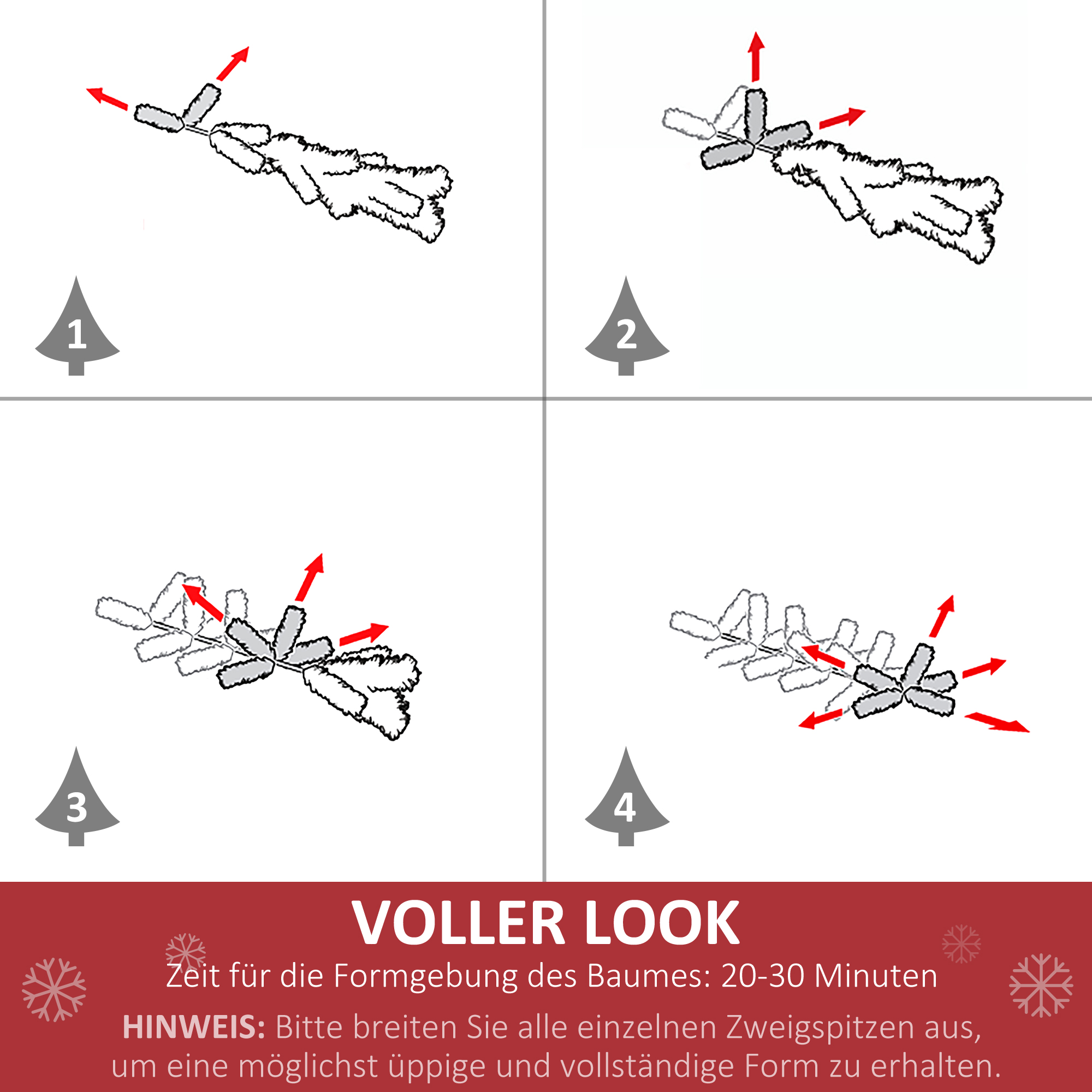 Künstlicher Weihnachtsbaum 150 cm mit Glasfaser künstlich Tannenbaum mit LED Beleuchtung, 180 Spitzen Christbaum Weihnachtsdeko inkl. Metallständer für drinnen